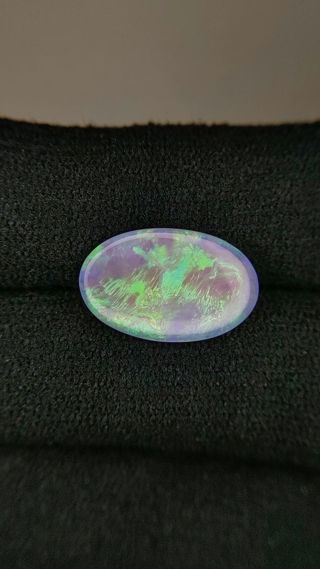 2.62 Ct. Multi Color Cabochon Semi-Black Opal from Australia Size Video