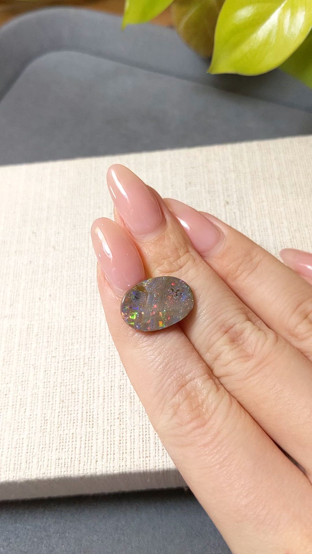 7.39 Ct. Multi Color Semi-Black Opal from Australia Size Video