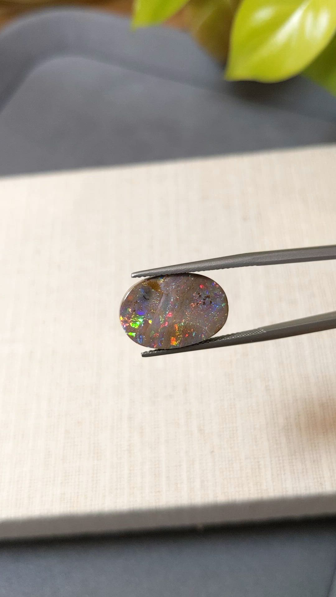 7.39 Ct. Multi Color Semi-Black Opal from Australia Size Video