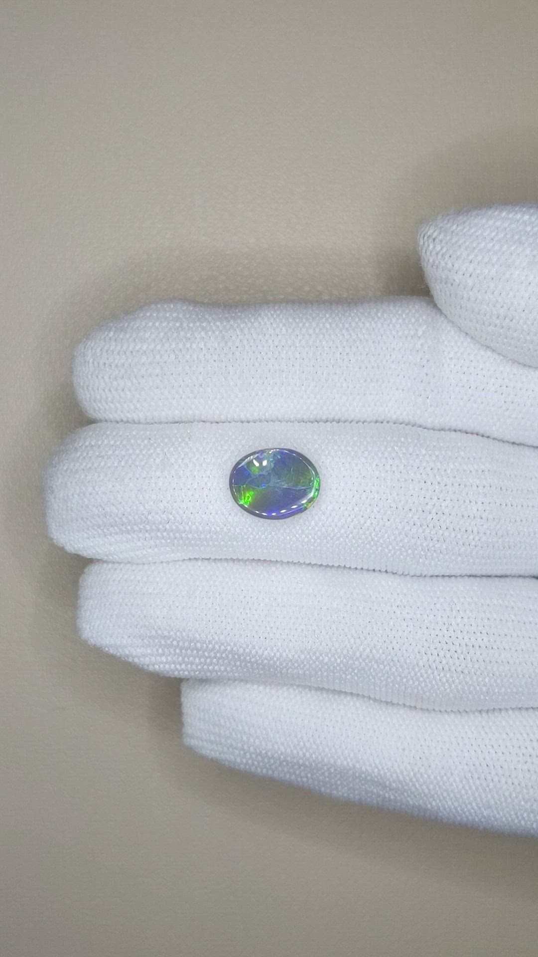 1.66 Ct. Multi Color Cabochon Black Opal from Australia Size Video