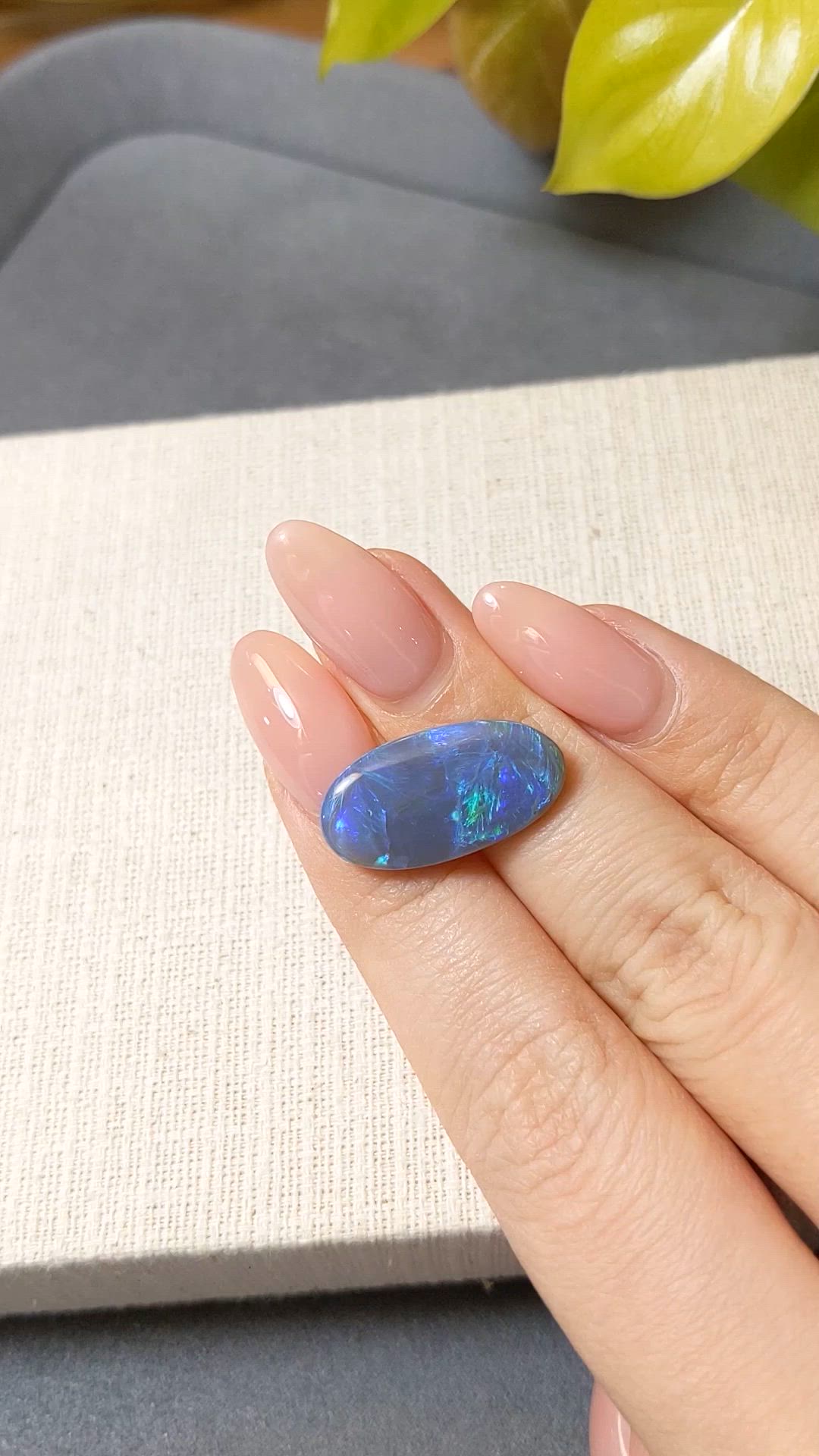 8.37 Ct. Multi Color Cabochon Black Opal from Australia Size Video
