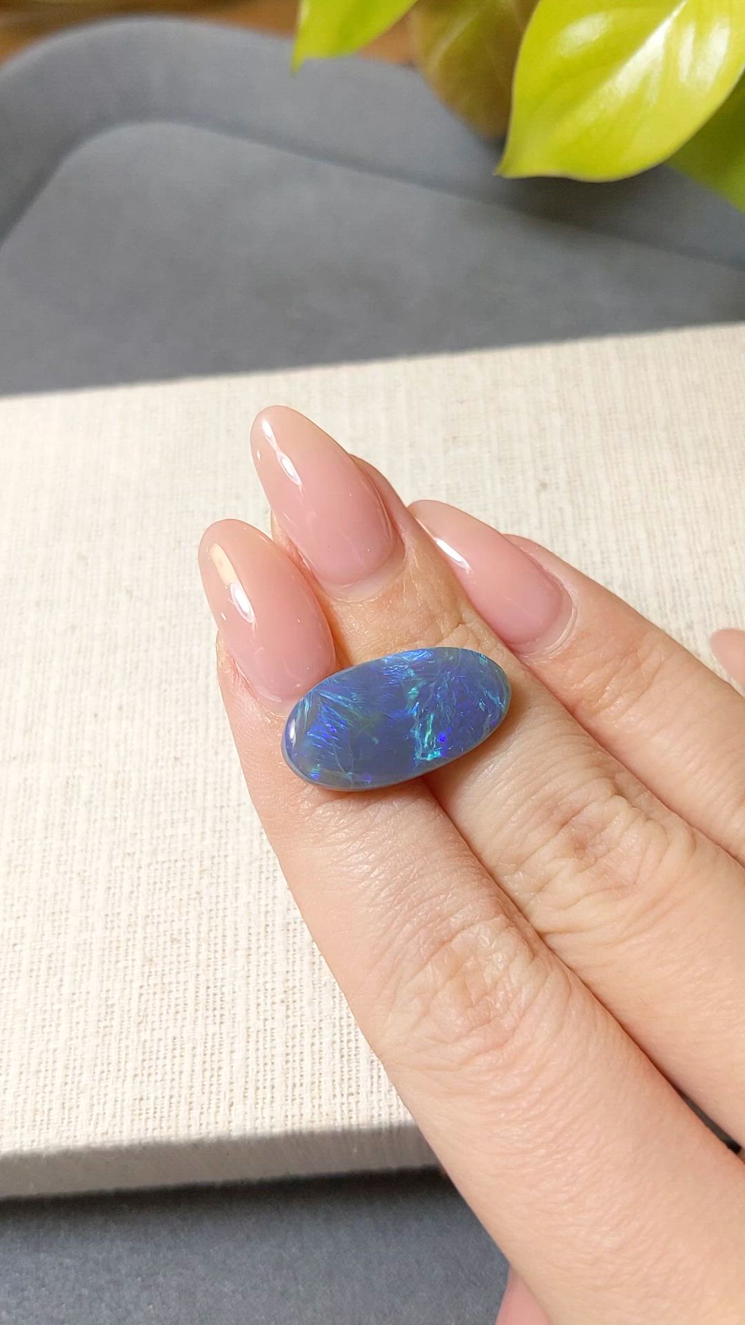 8.37 Ct. Multi Color Cabochon Black Opal from Australia Size Video