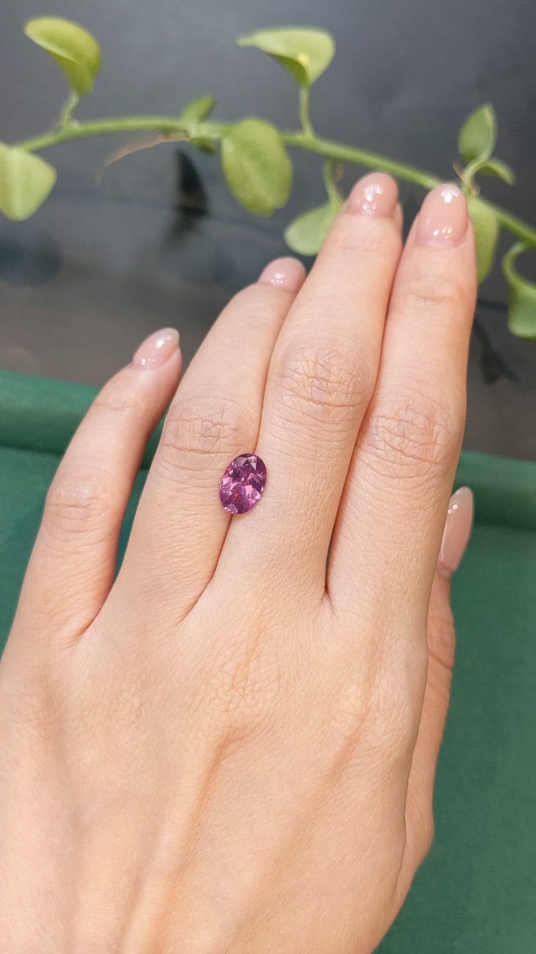 1.78 Ct. Pinkish Purple Spinel from Burma (Myanmar) Size Video