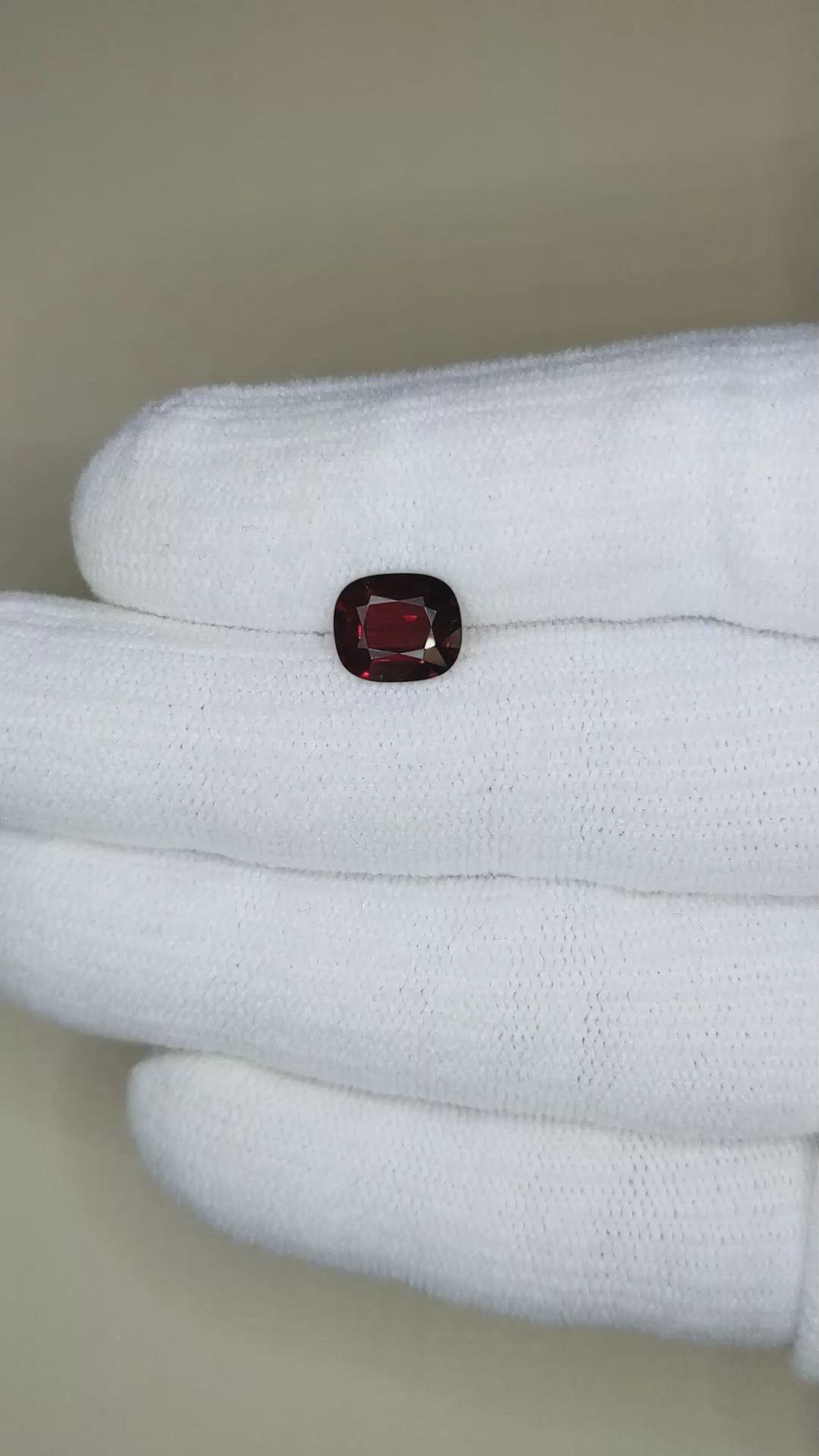 1.87 Ct. Red Spinel from Burma (Myanmar) Size Video