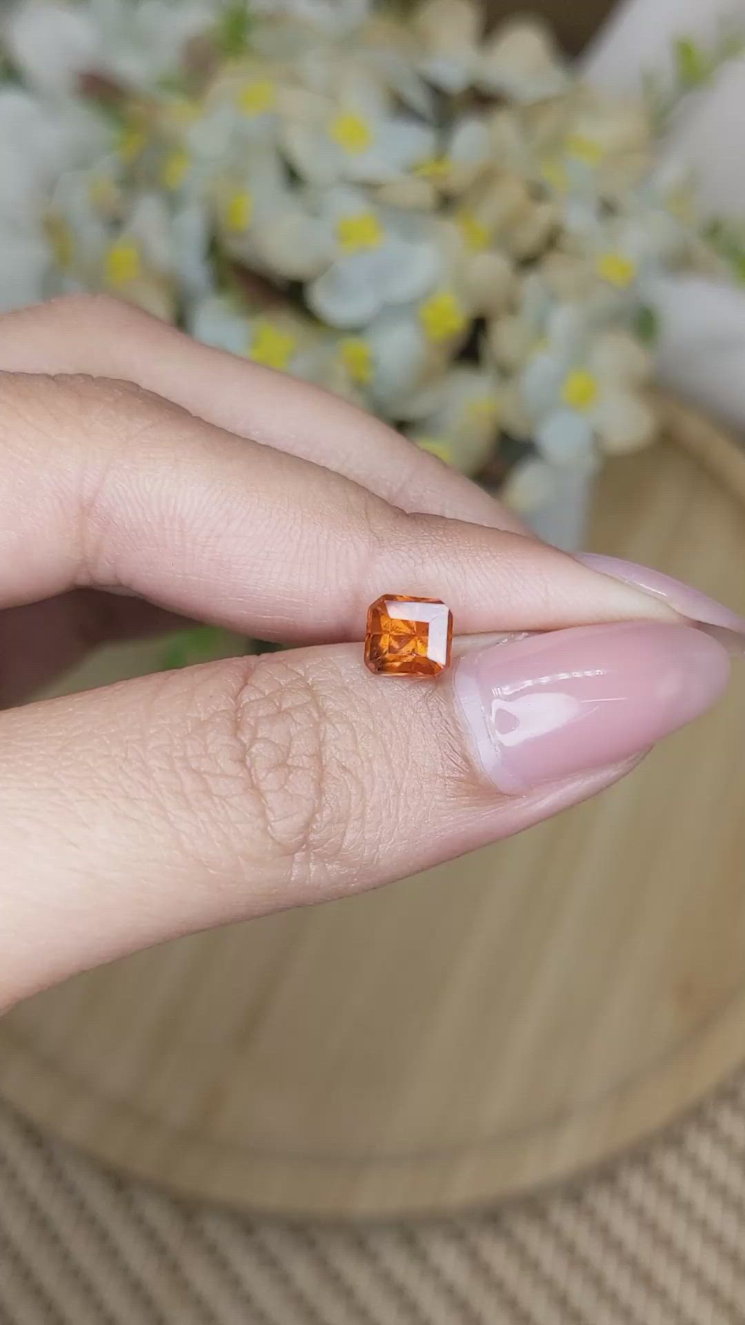 1.35 Ct. Orange Hessonite Garnet from Madagascar Size Video
