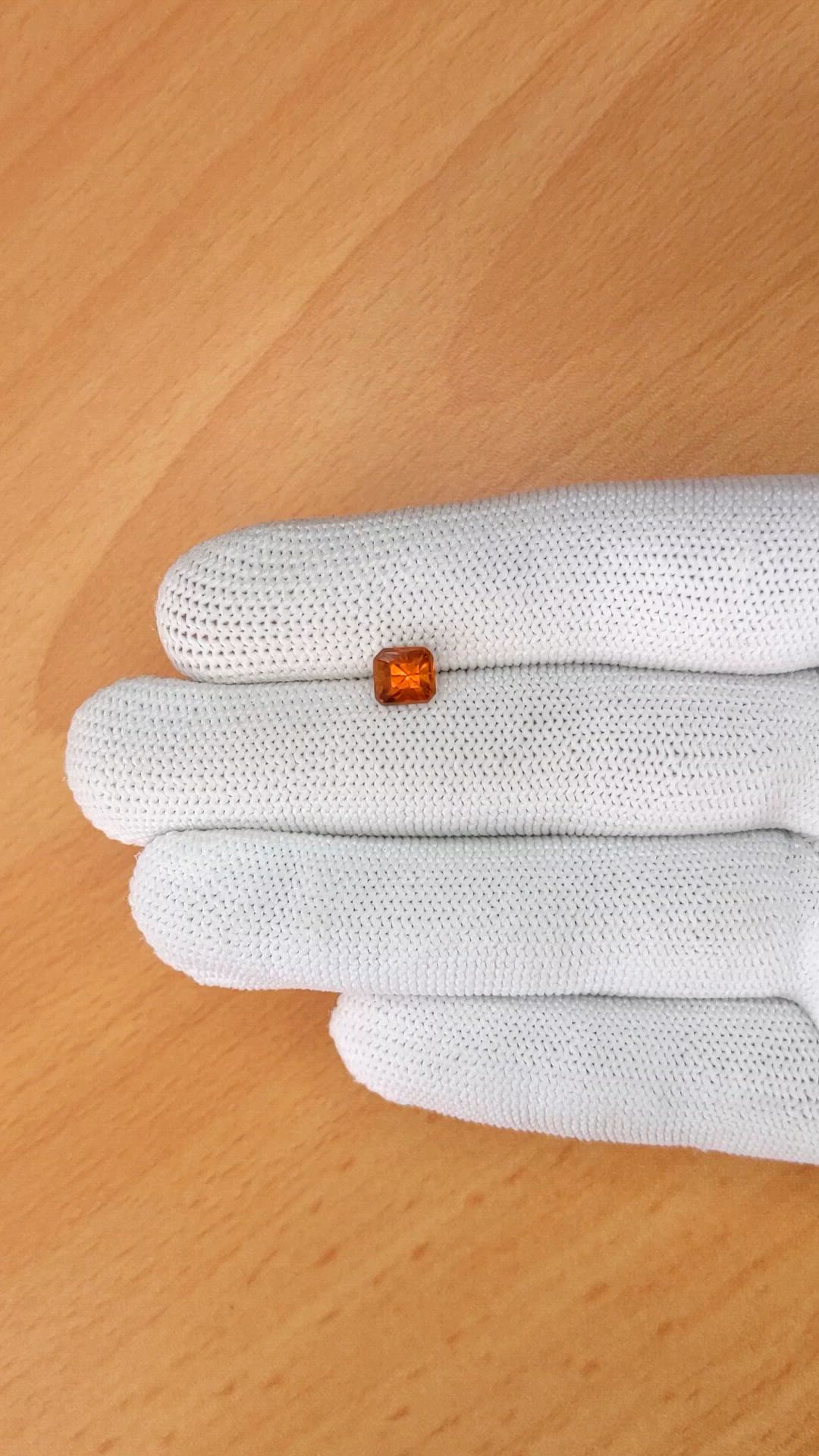 1.35 Ct. Orange Hessonite Garnet from Madagascar Size Video