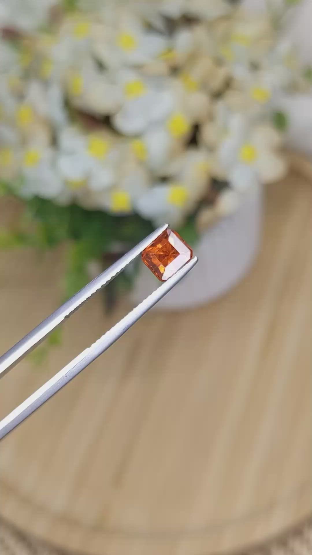 1.35 Ct. Orange Hessonite Garnet from Madagascar Size Video