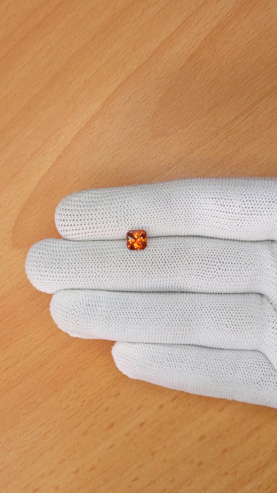 1.21 Ct. Orange Hessonite Garnet from Madagascar Size Video