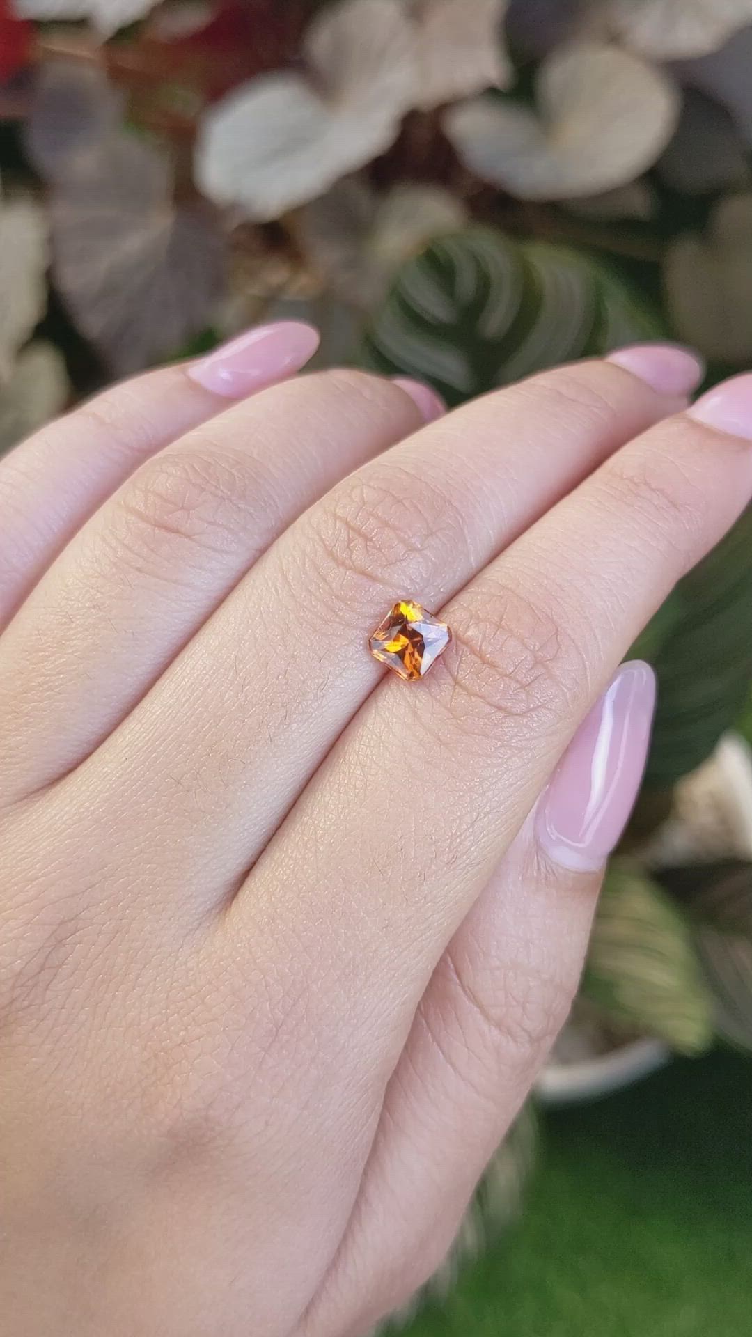 1.21 Ct. Orange Hessonite Garnet from Madagascar Size Video