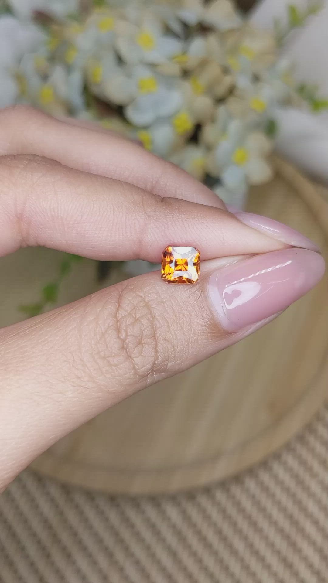 1.21 Ct. Orange Hessonite Garnet from Madagascar Size Video