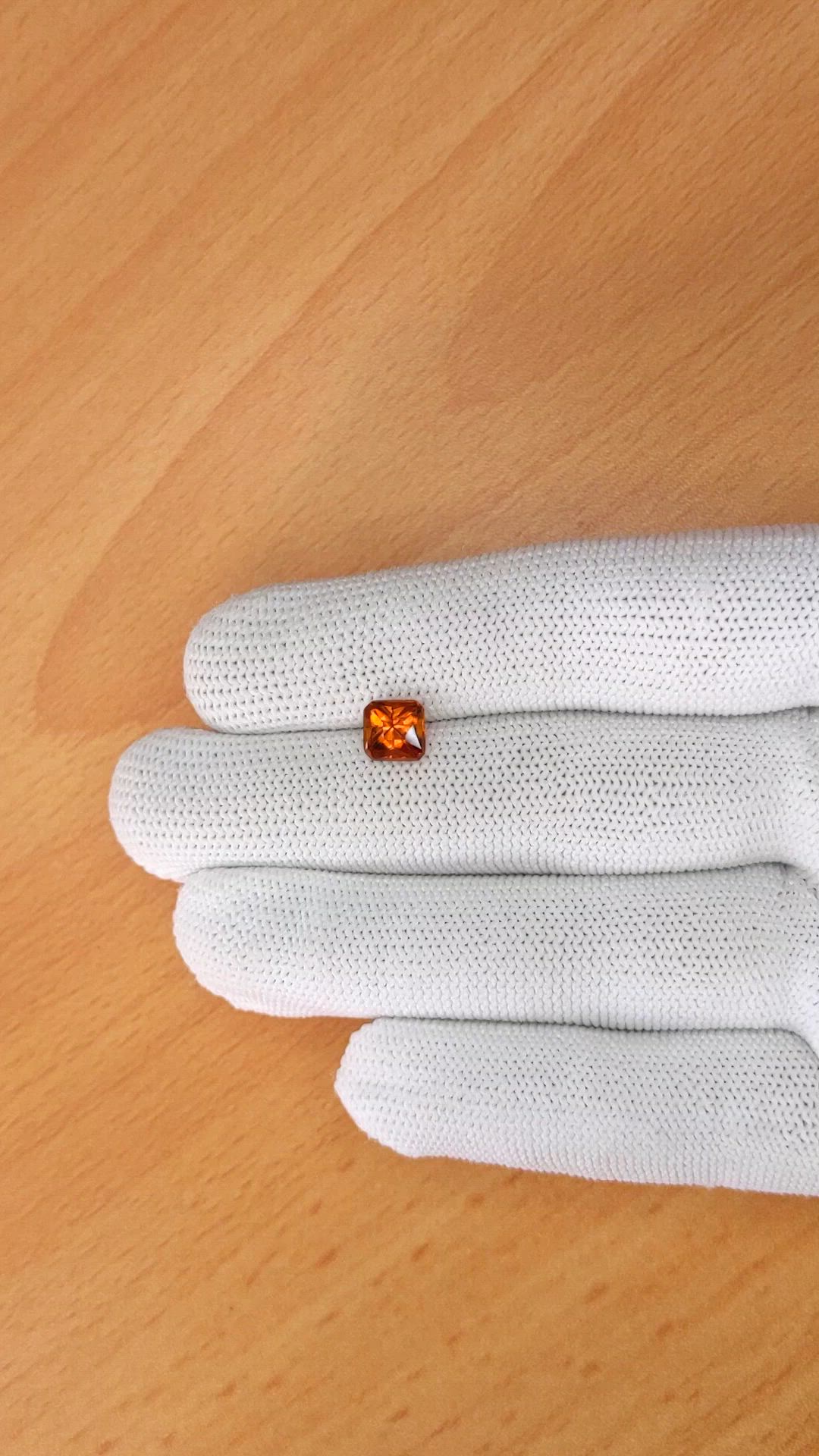 1.68 Ct. Orange Hessonite Garnet from Madagascar Size Video