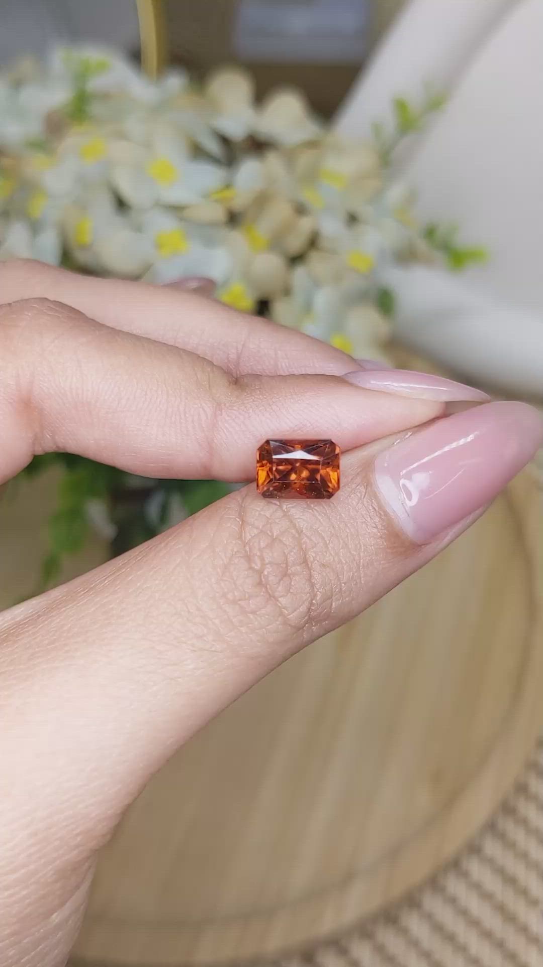 2.61 Ct. Orange Hessonite Garnet from Madagascar Size Video