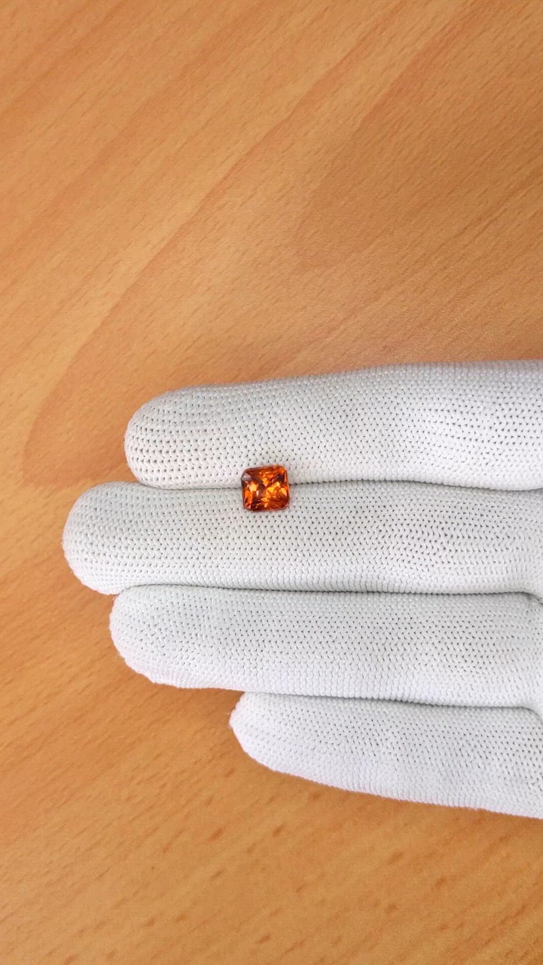 1.89 Ct. Orange Hessonite Garnet from Madagascar Size Video