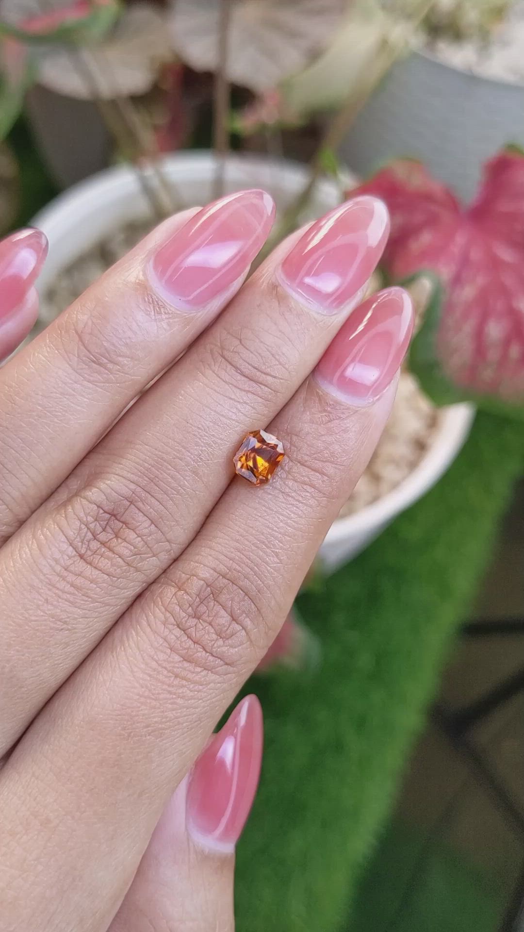 1.24 Ct. Orange Hessonite Garnet from Madagascar Size Video