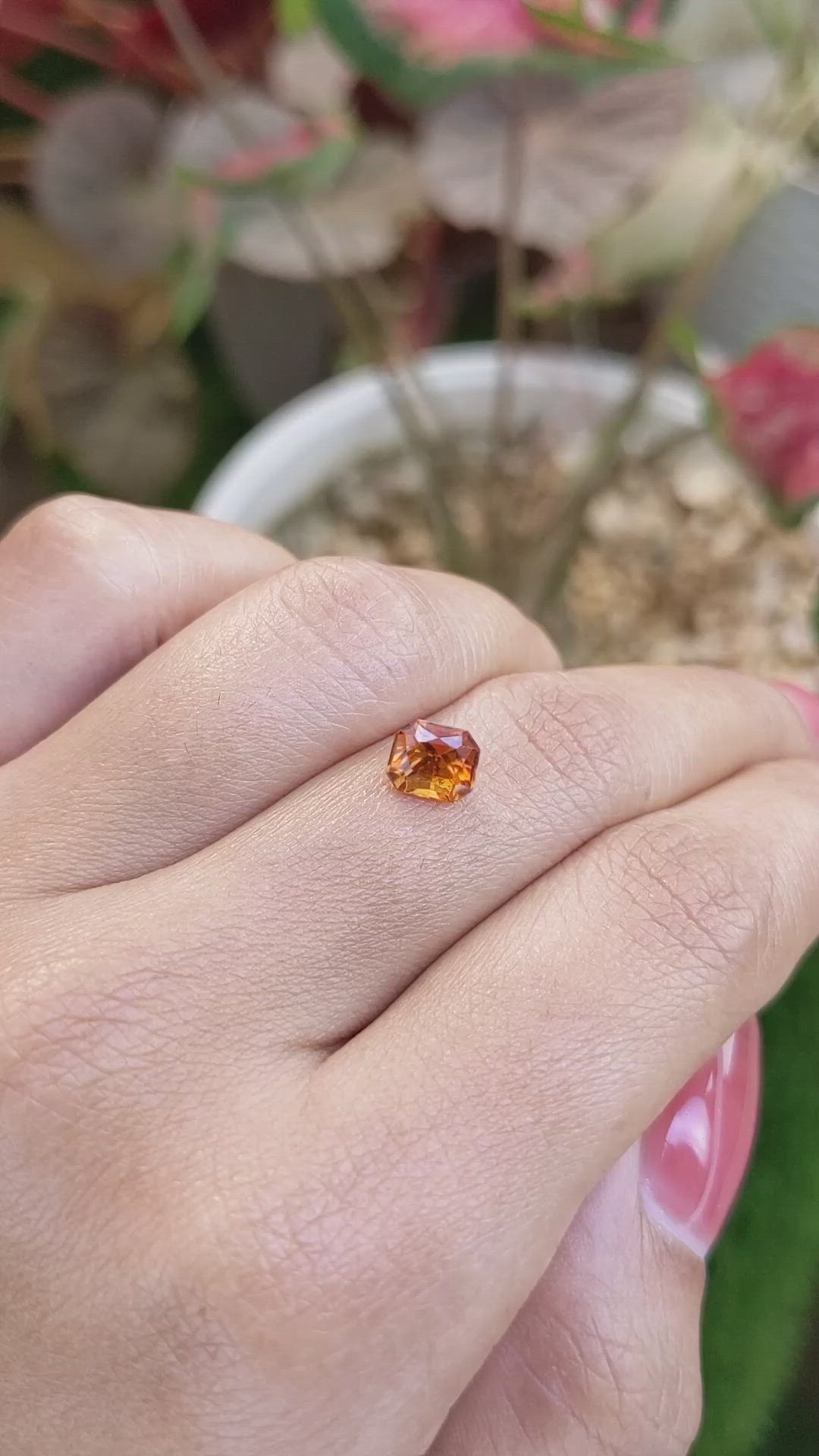 1.24 Ct. Orange Hessonite Garnet from Madagascar Size Video
