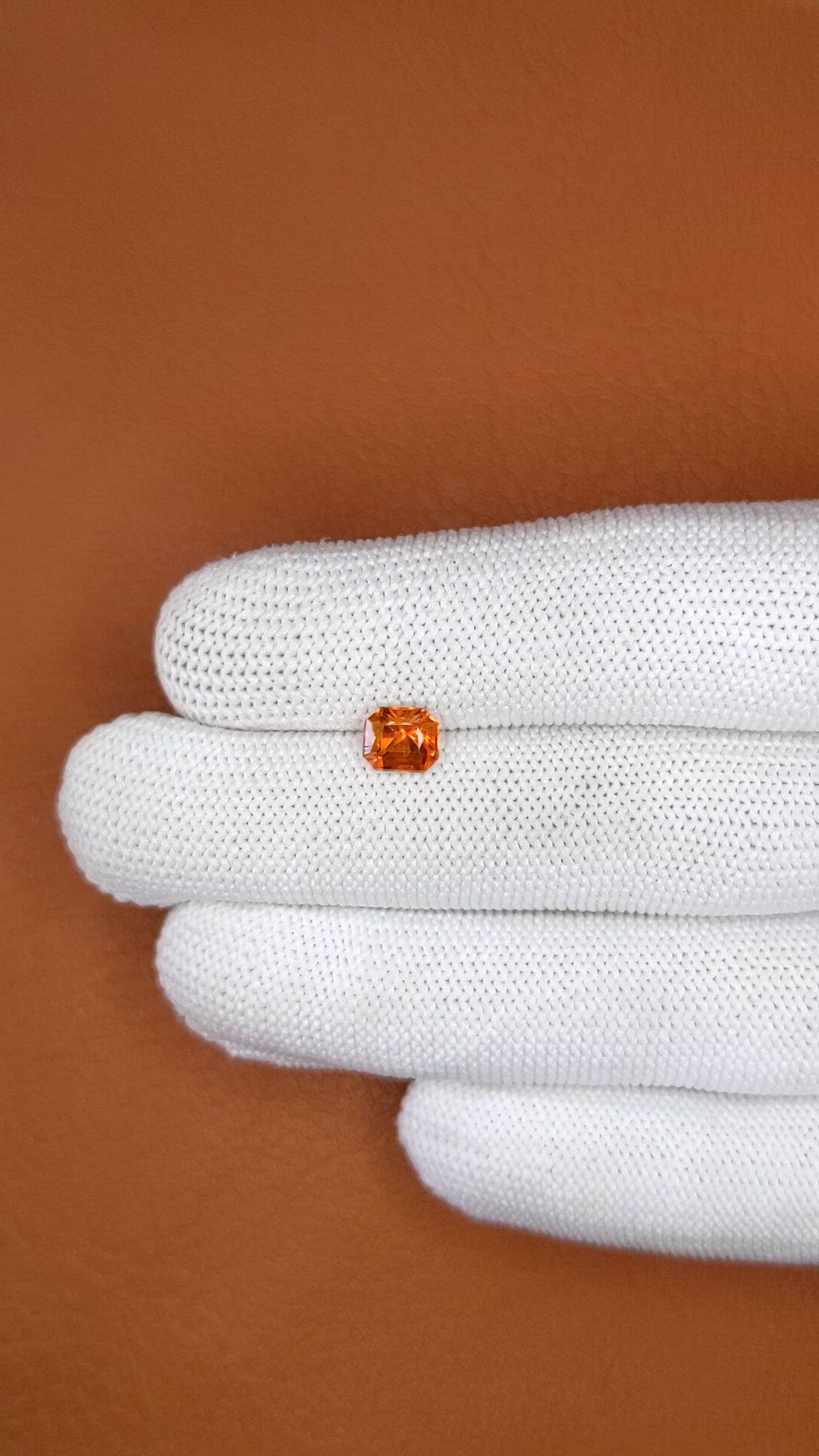 1.24 Ct. Orange Hessonite Garnet from Madagascar Size Video