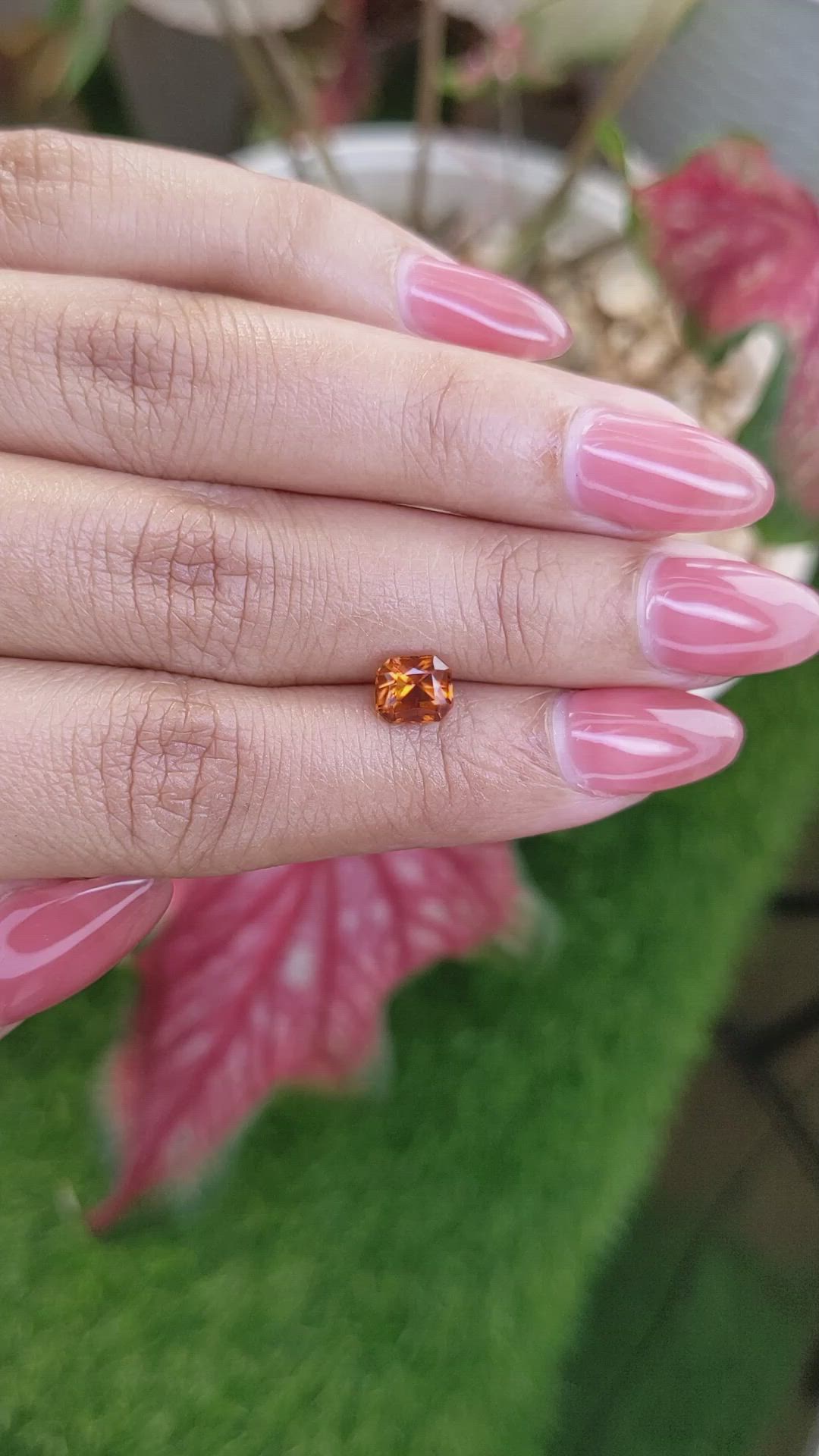 1.24 Ct. Orange Hessonite Garnet from Madagascar Size Video