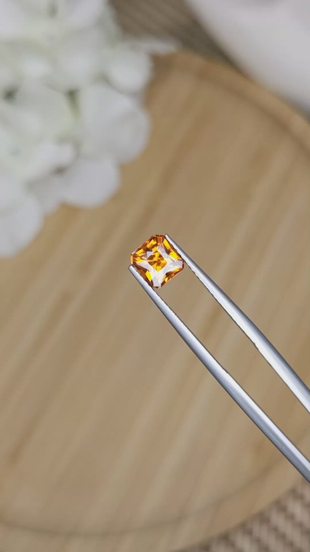 1.14 Ct. Orange Hessonite Garnet from Madagascar Size Video