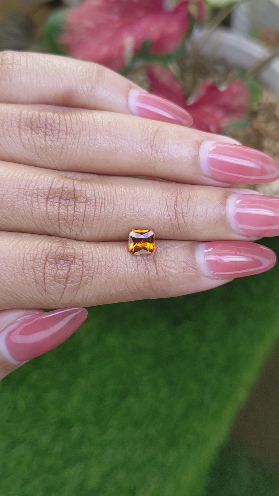1.14 Ct. Orange Hessonite Garnet from Madagascar Size Video