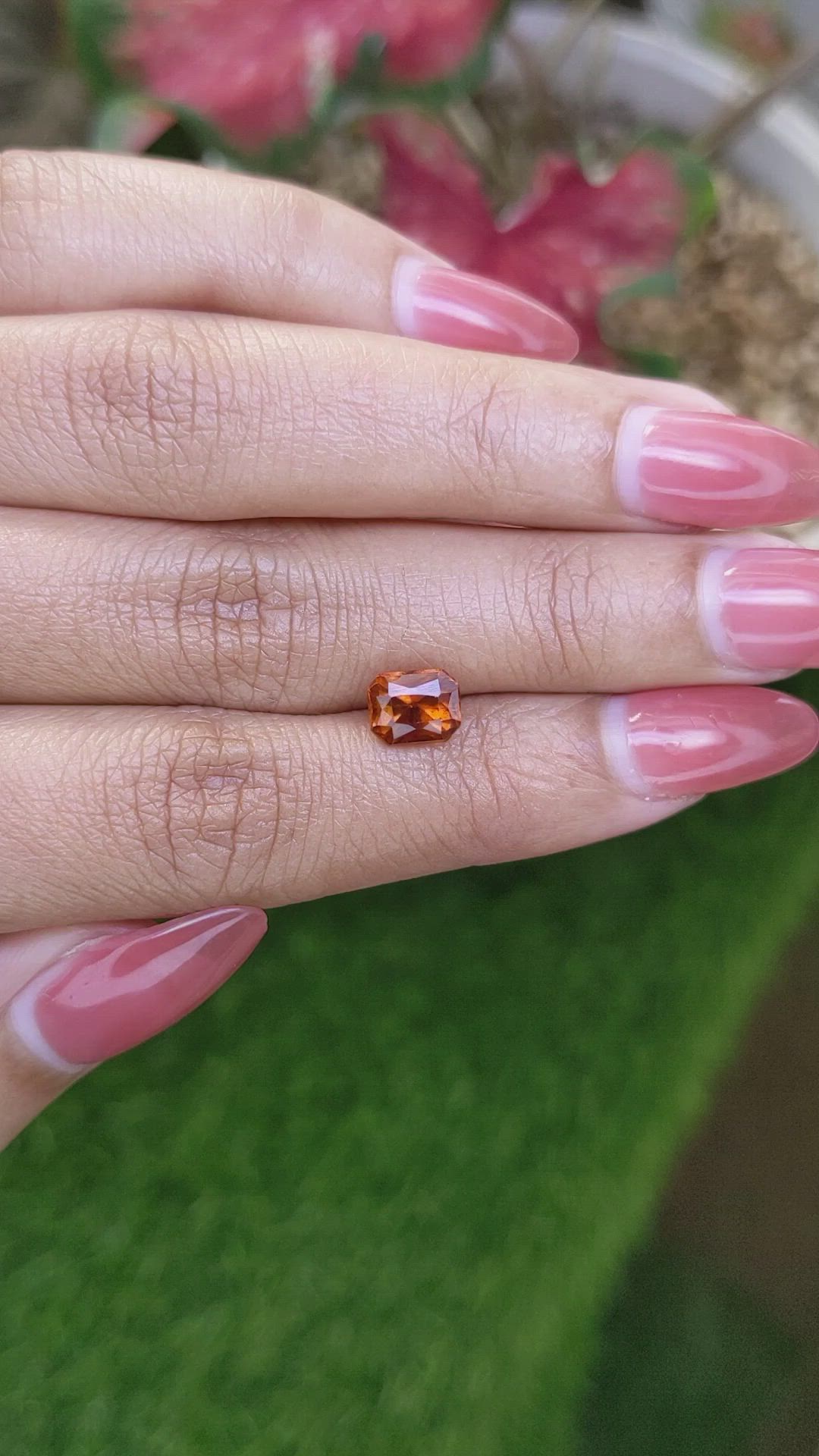 1.90 Ct. Reddish Orange Hessonite Garnet from Madagascar Size Video