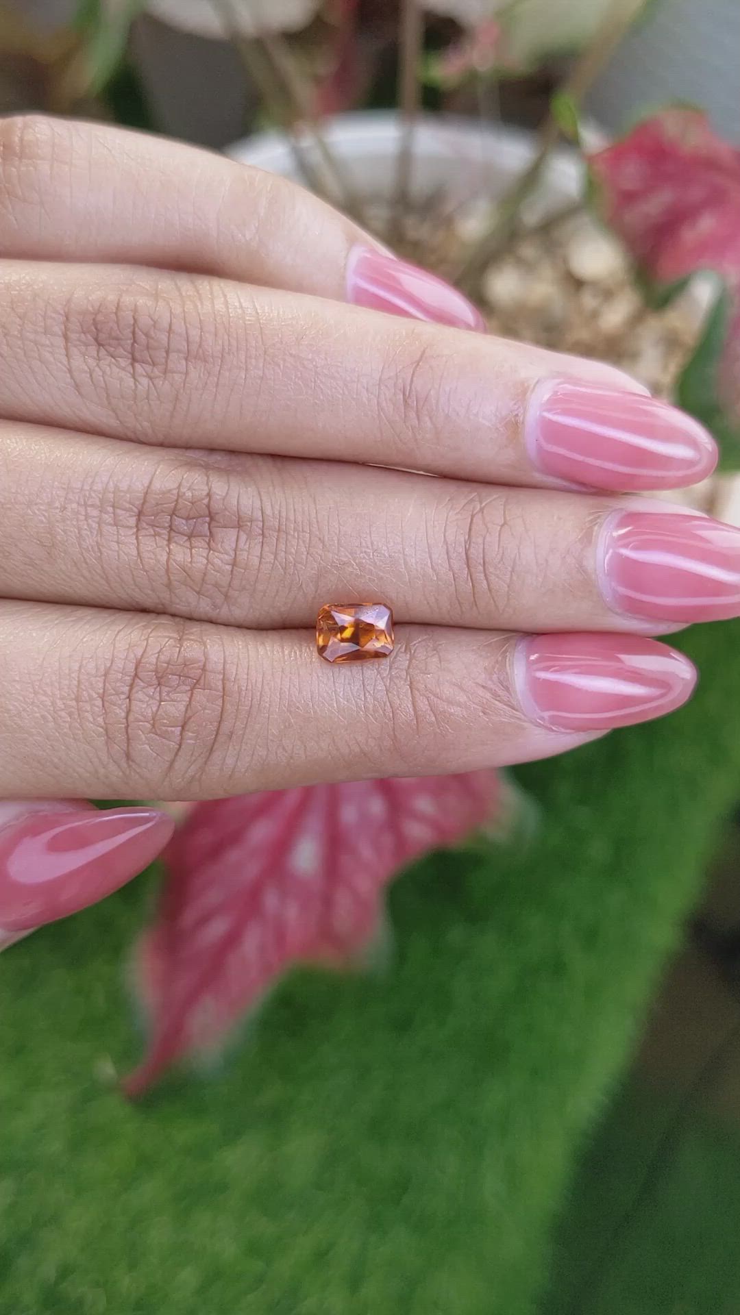 1.40 Ct. Orange Hessonite Garnet from Madagascar Size Video