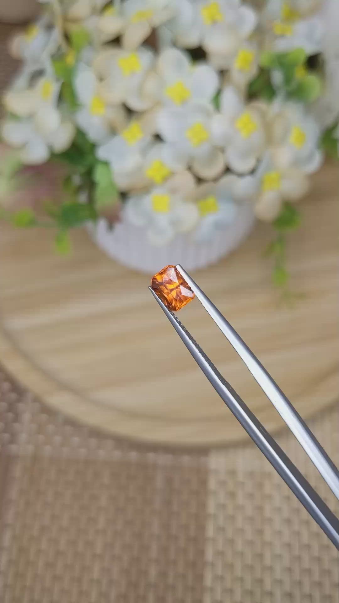 1.40 Ct. Orange Hessonite Garnet from Madagascar Size Video