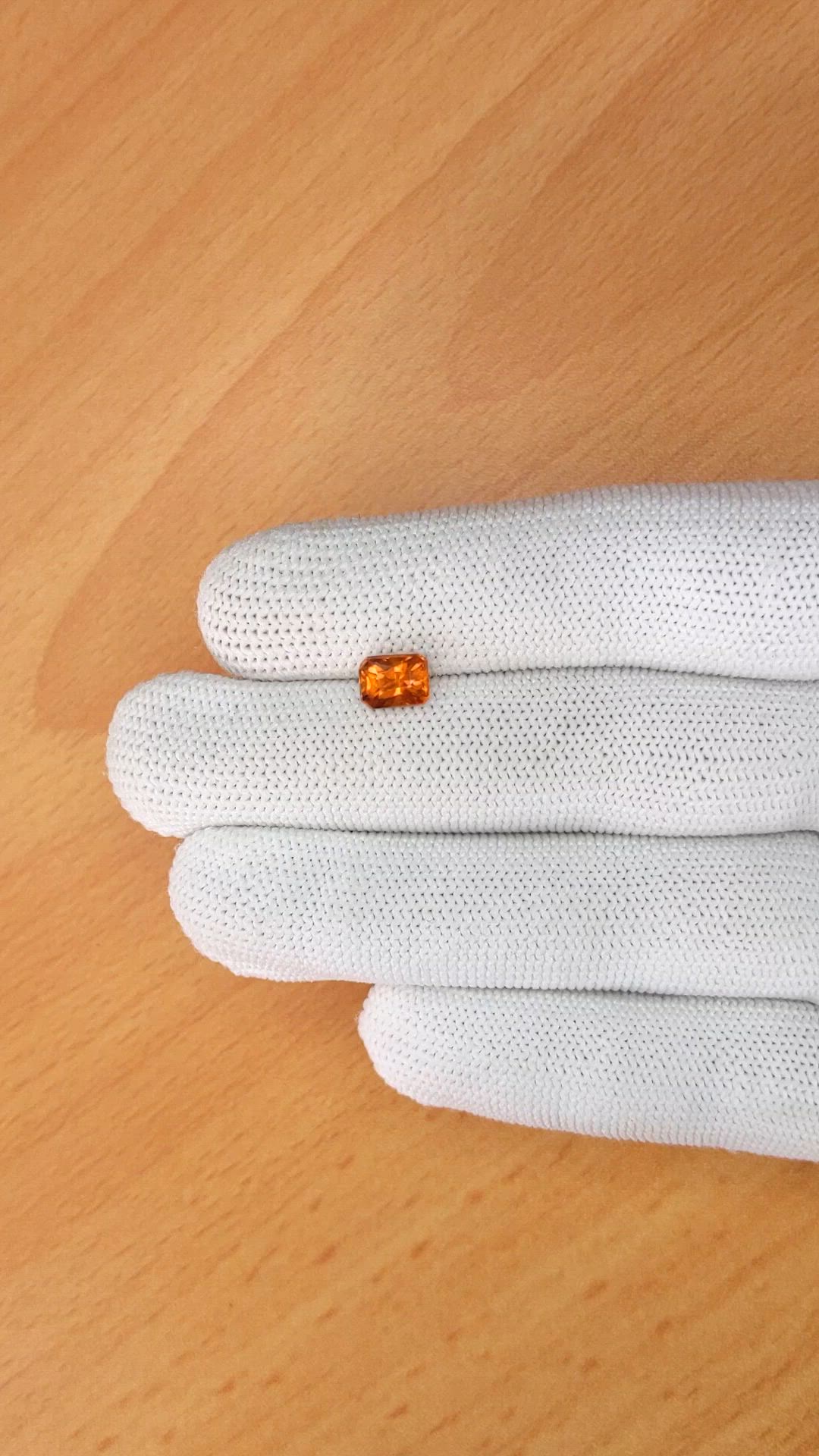 1.40 Ct. Orange Hessonite Garnet from Madagascar Size Video