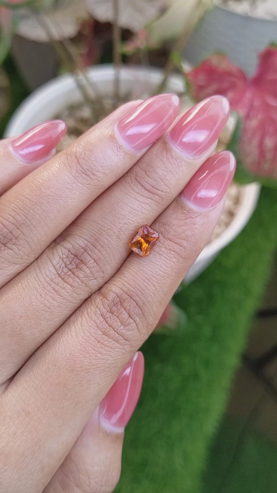 1.40 Ct. Orange Hessonite Garnet from Madagascar Size Video