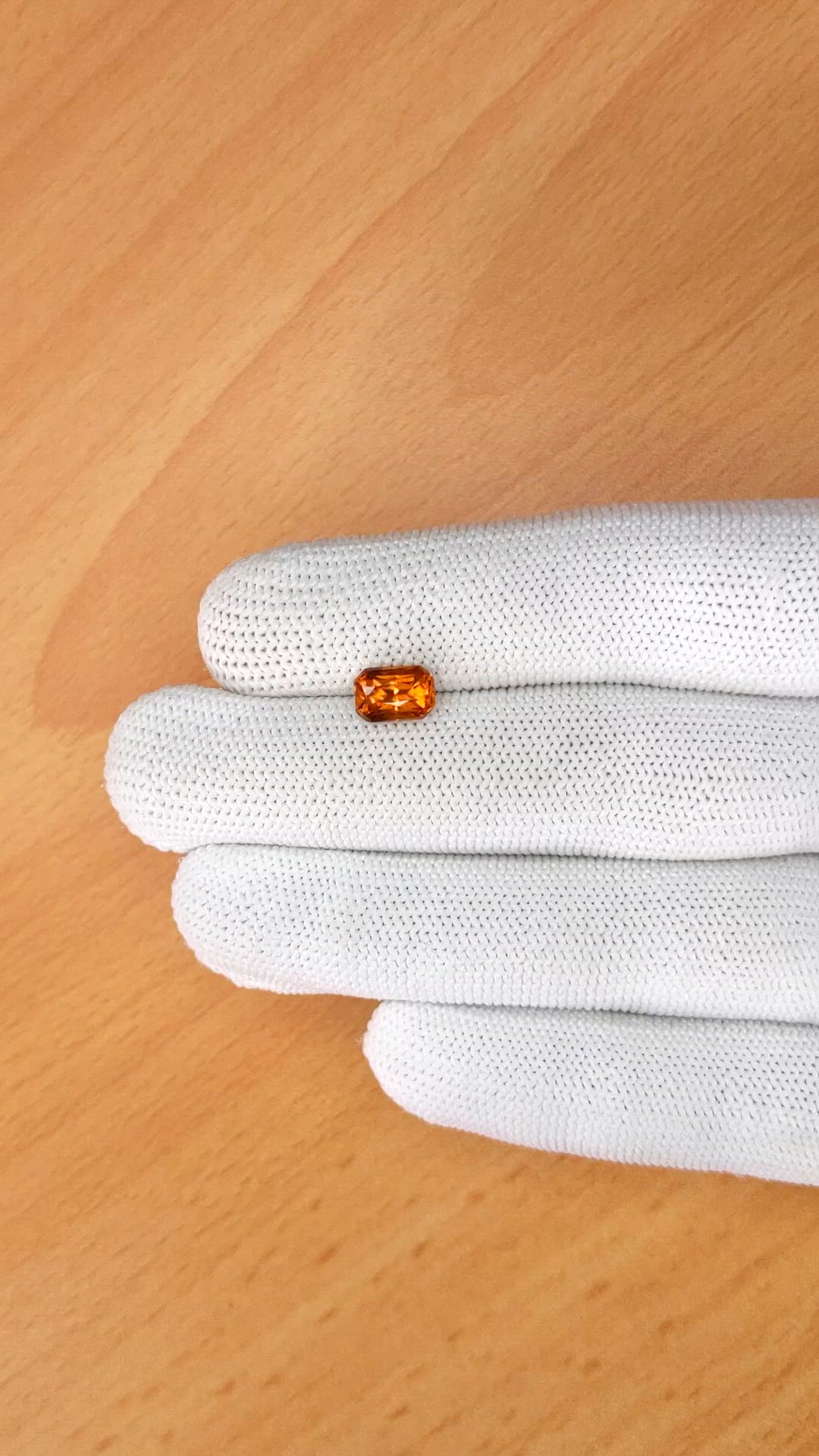 1.65 Ct. Reddish Orange Hessonite Garnet from Madagascar Size Video