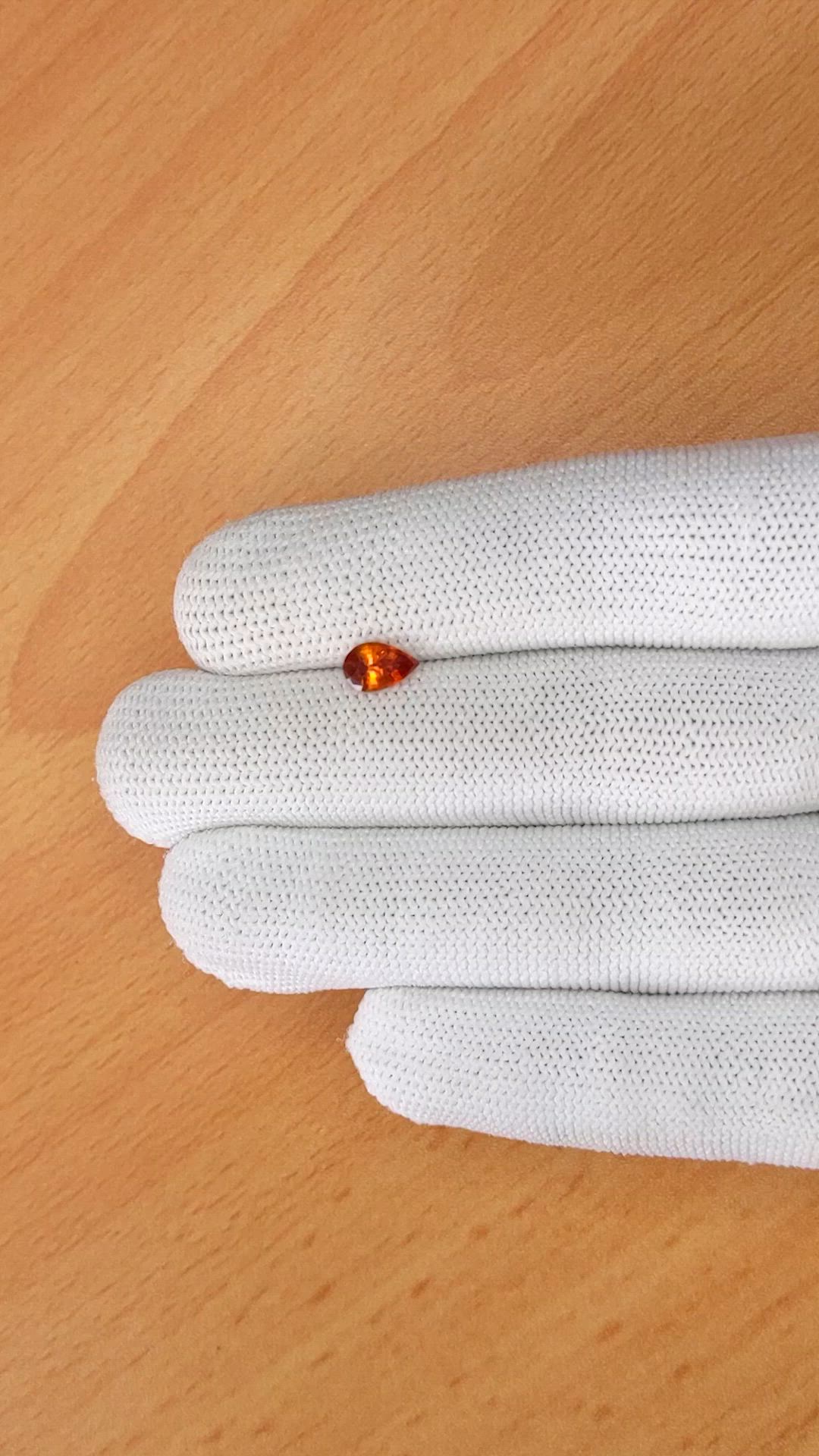 0.89 Ct. Orange Hessonite Garnet from Madagascar Size Video