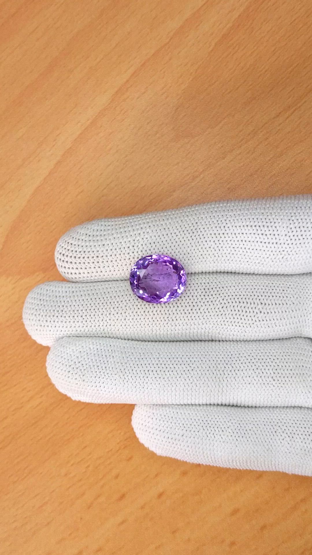 7.64 Ct. Purple Amethyst from Ceylon (Sri Lanka) Size Video
