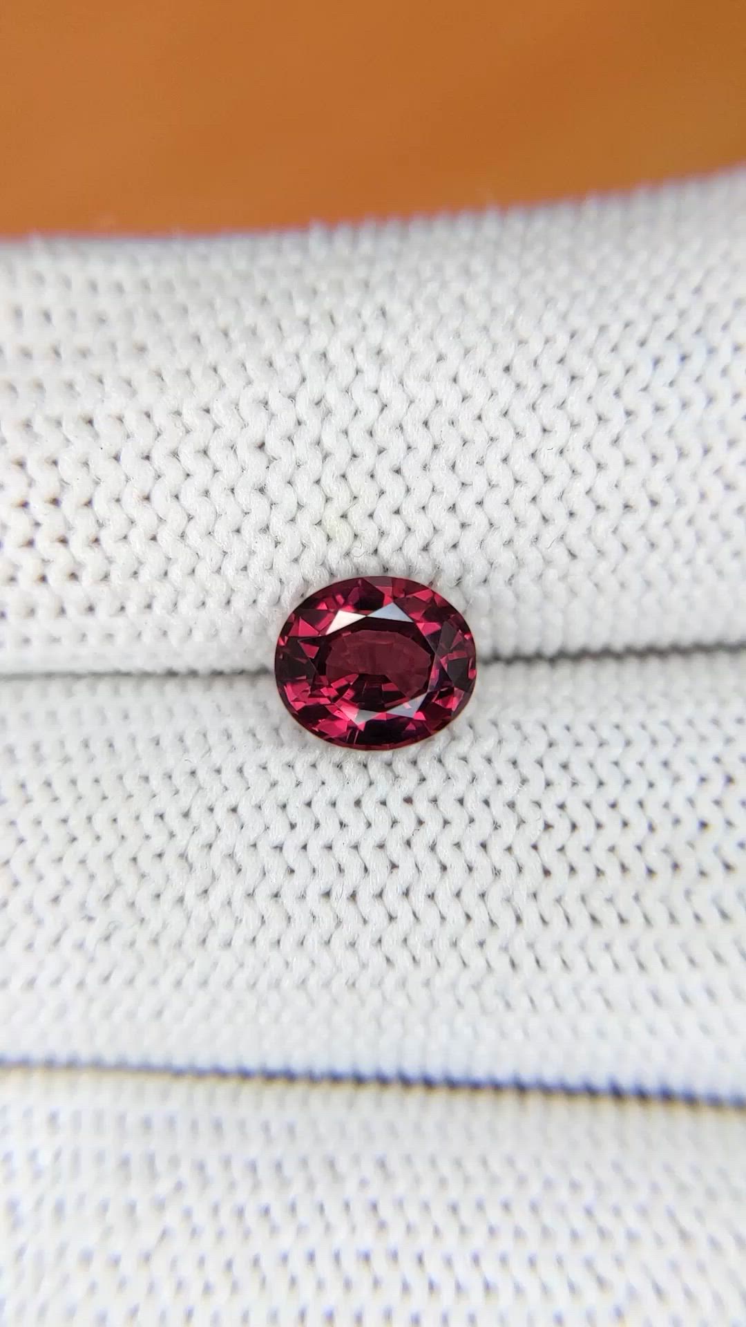 1.65 Ct. Pinkish Red Garnet from Ceylon (Sri Lanka) Size Video