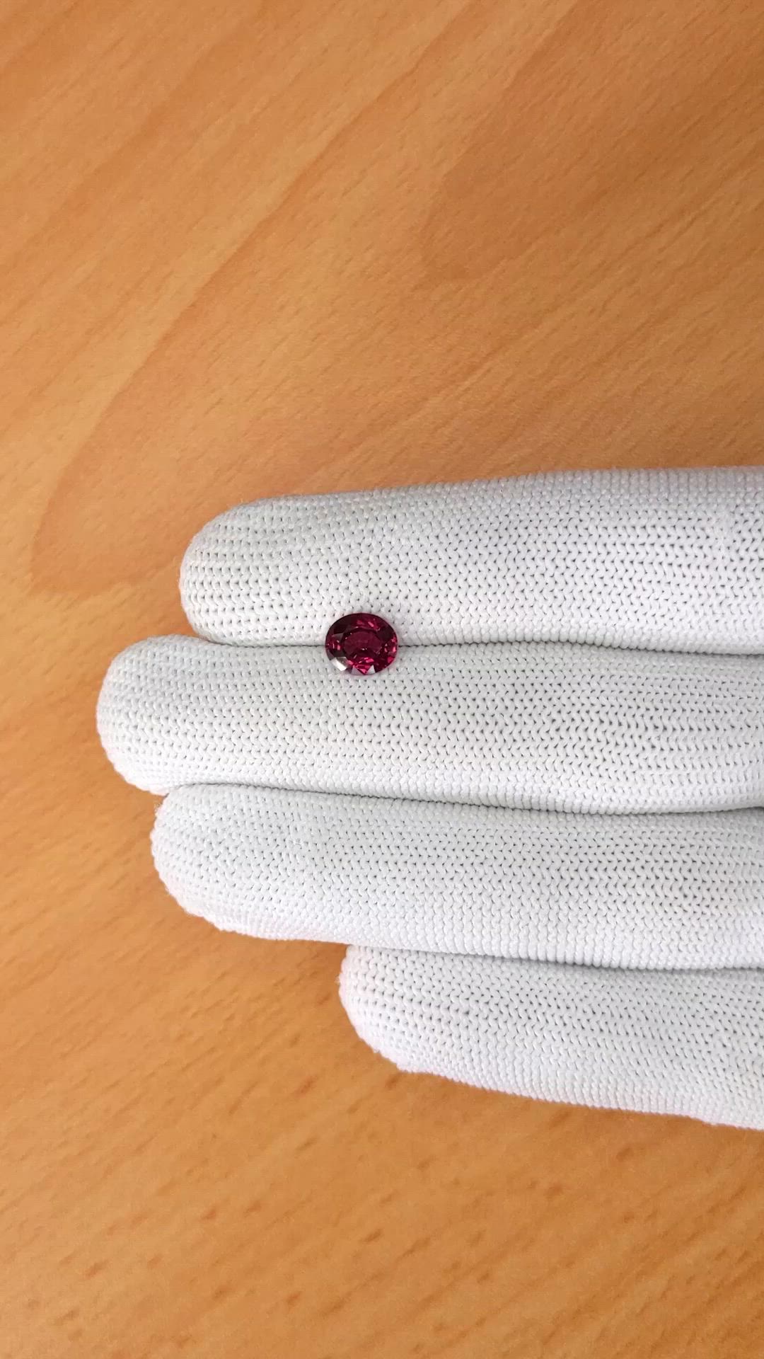 1.65 Ct. Pinkish Red Garnet from Ceylon (Sri Lanka) Size Video