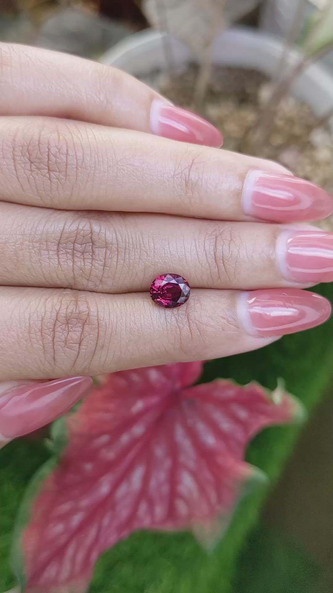 1.65 Ct. Pinkish Red Garnet from Ceylon (Sri Lanka) Size Video