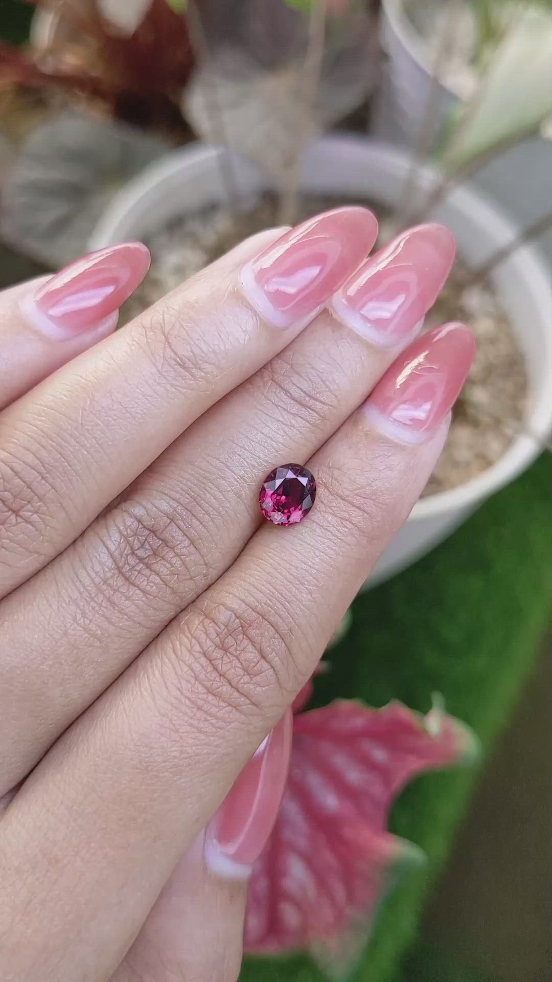 1.65 Ct. Pinkish Red Garnet from Ceylon (Sri Lanka) Size Video