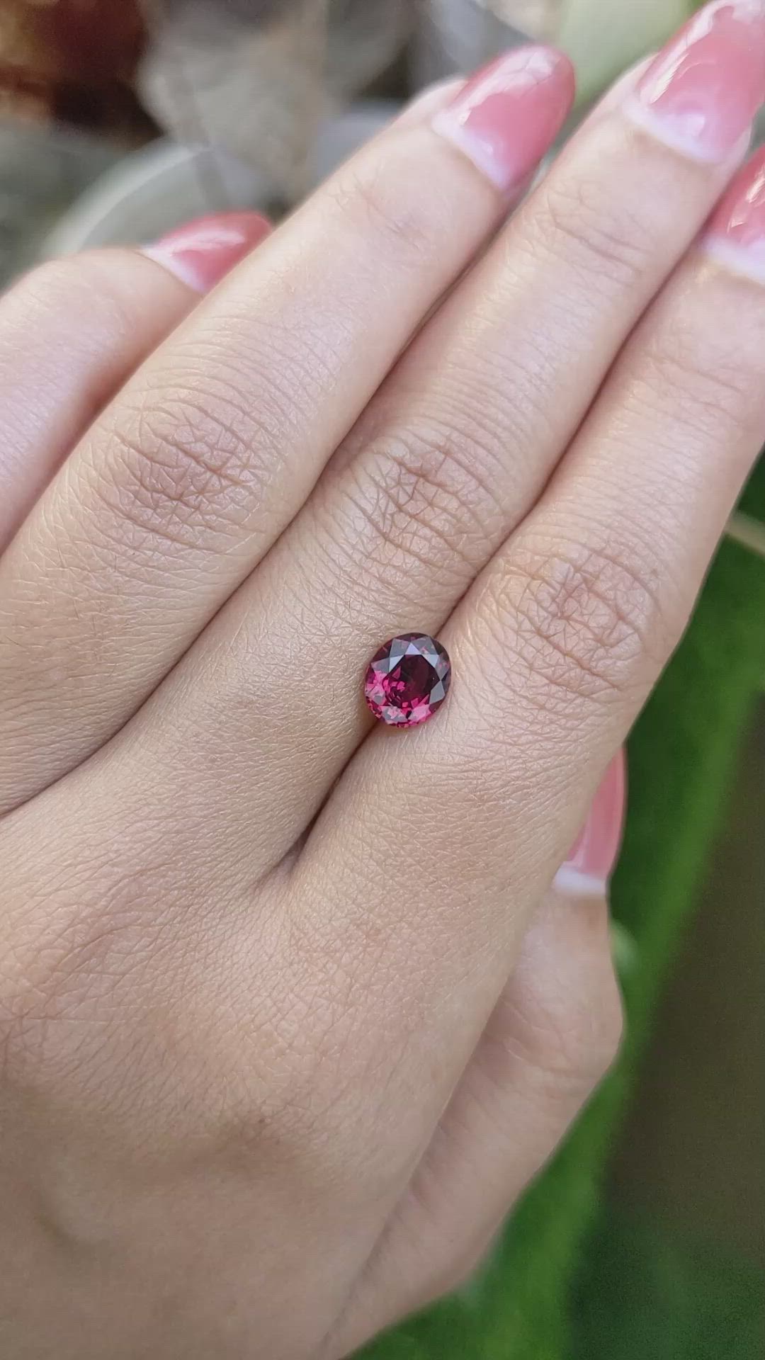 1.65 Ct. Pinkish Red Garnet from Ceylon (Sri Lanka) Size Video