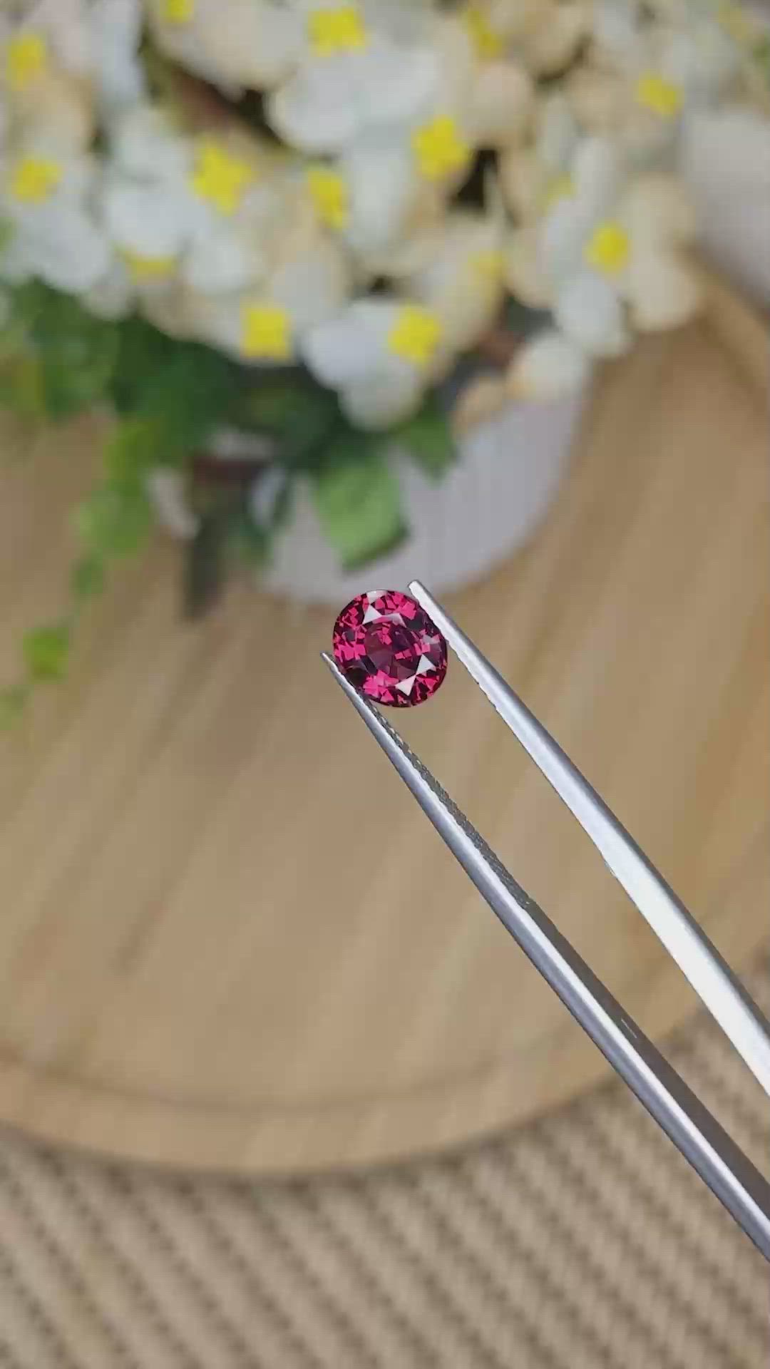 1.65 Ct. Pinkish Red Garnet from Ceylon (Sri Lanka) Size Video