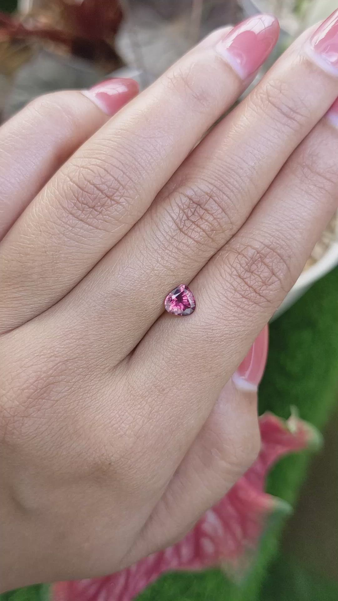 0.87 Ct. Pink Garnet from Ceylon (Sri Lanka) Size Video