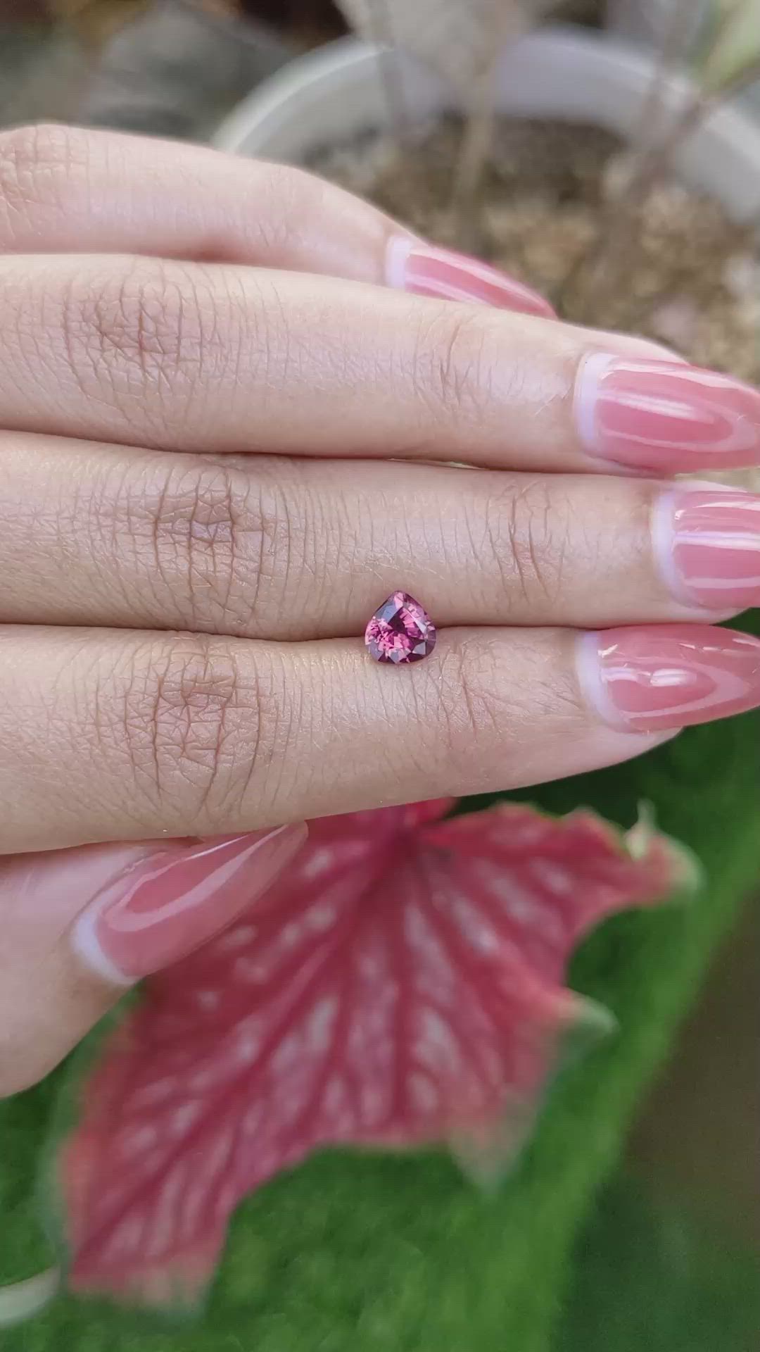 0.87 Ct. Pink Garnet from Ceylon (Sri Lanka) Size Video