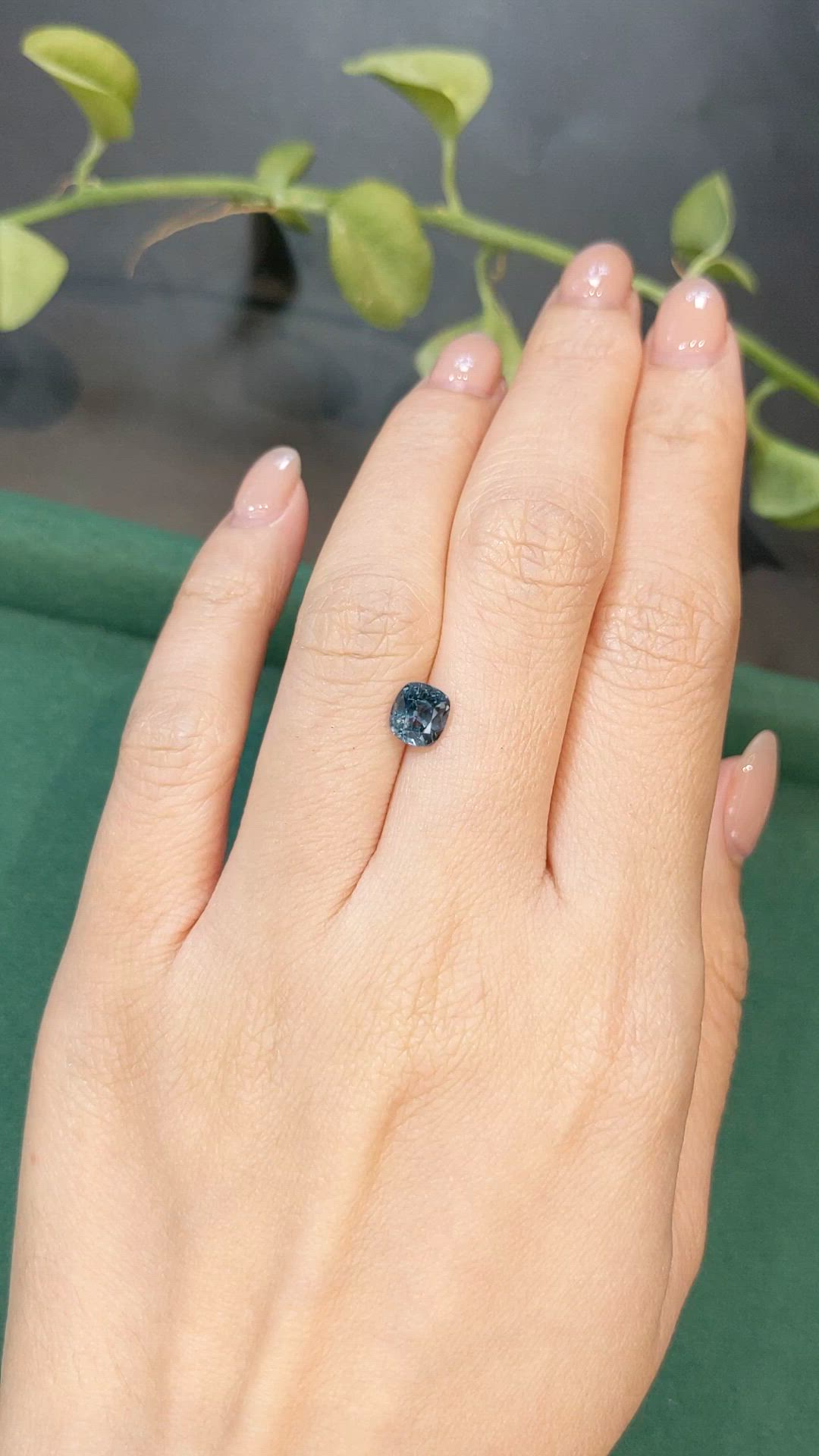 1.20 Ct. Greyish Blue Spinel from Burma (Myanmar) Size Video