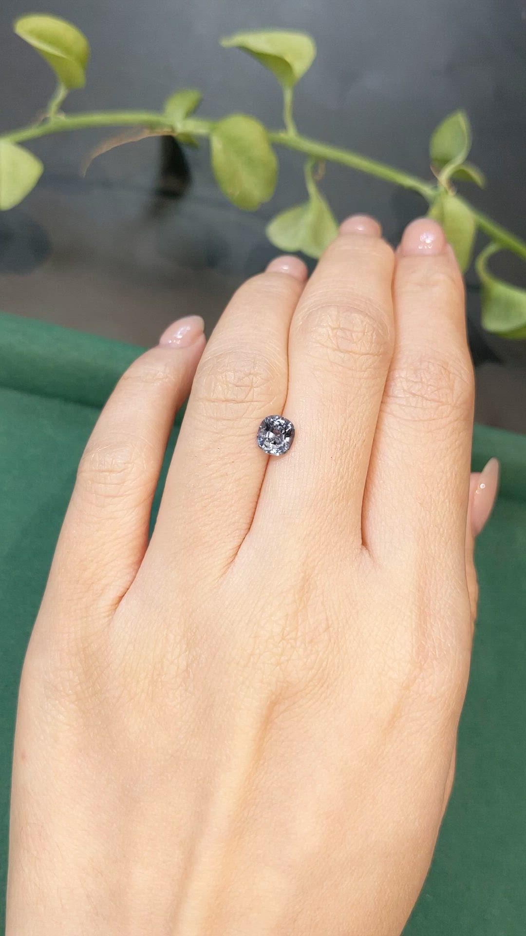 0.97 Ct. Bluish Grey Spinel from Burma (Myanmar) Size Video