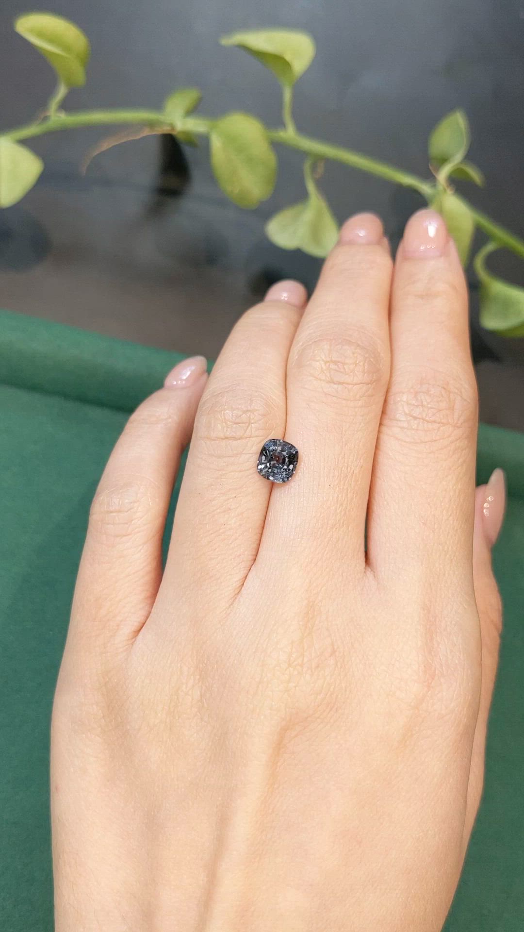 1.43 Ct. Grey Spinel from Burma (Myanmar) Size Video