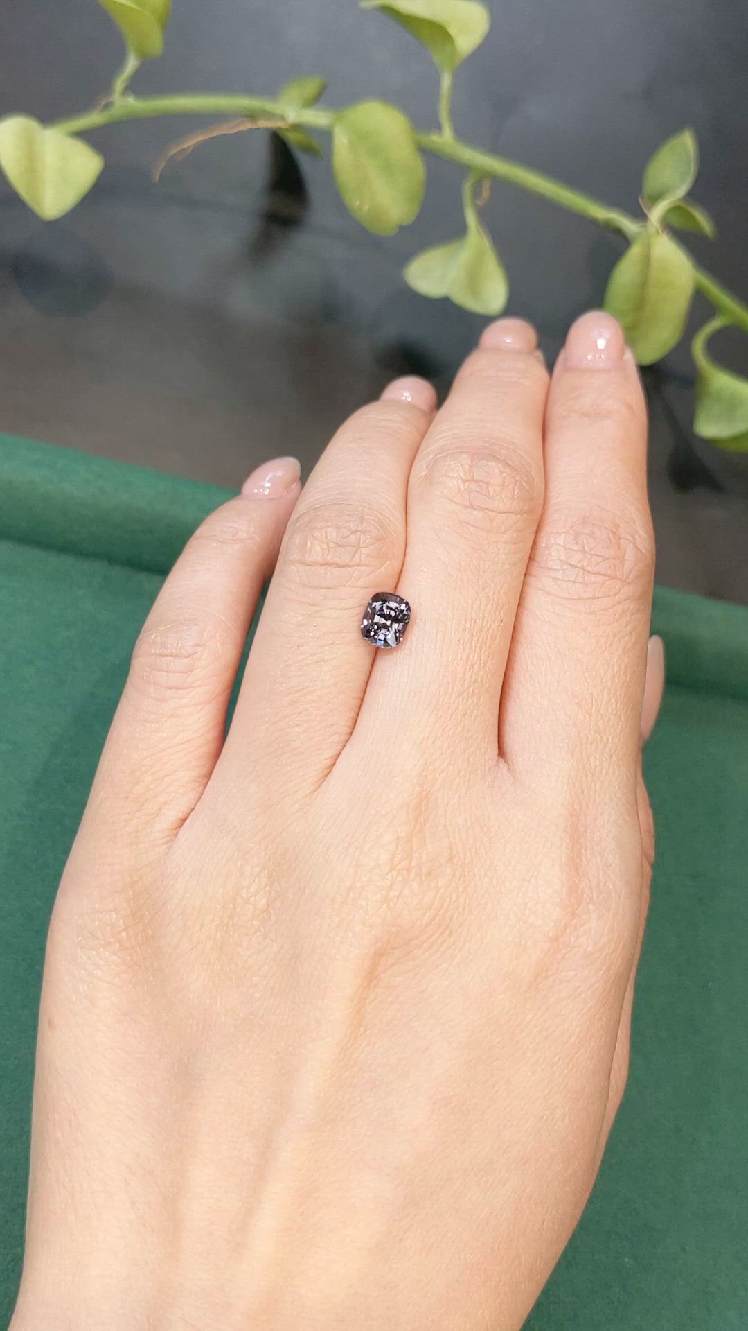 1.25 Ct. Grey Spinel from Burma (Myanmar) Size Video