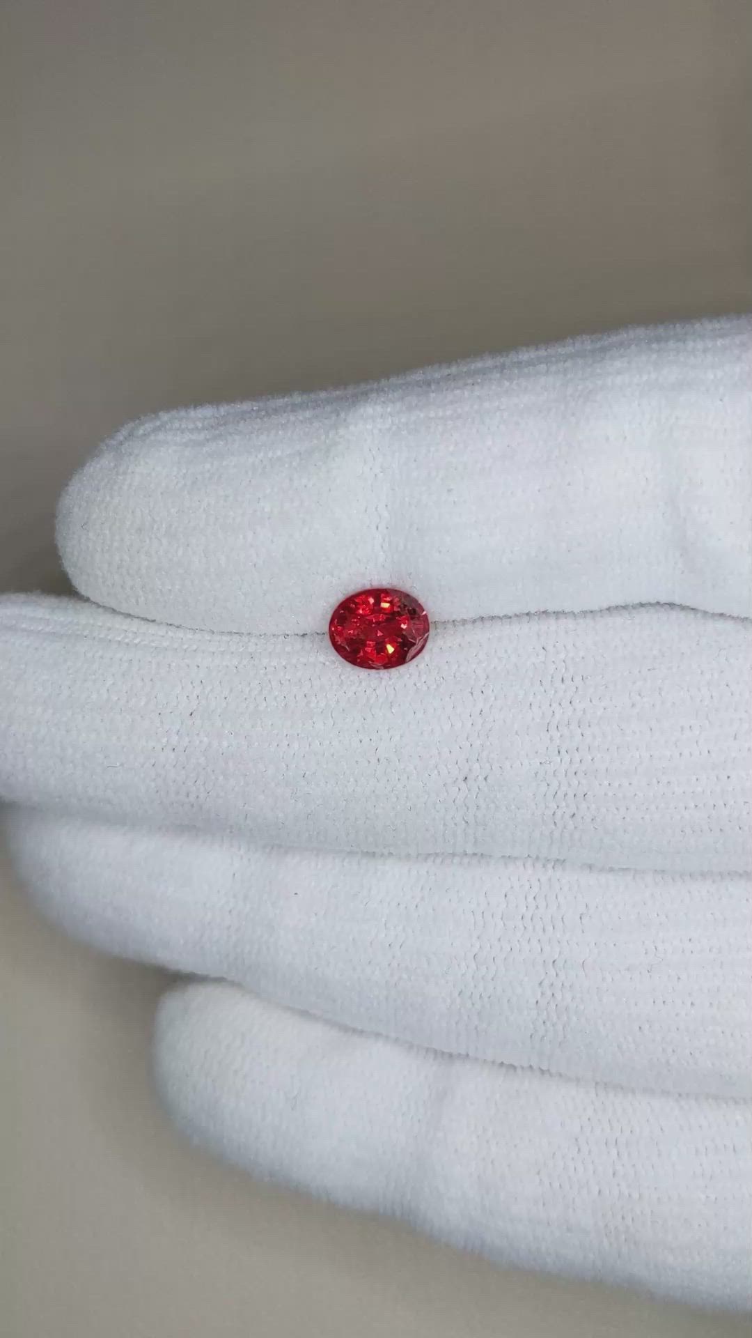 1.10 Ct. Red Spinel from Burma (Myanmar) Size Video