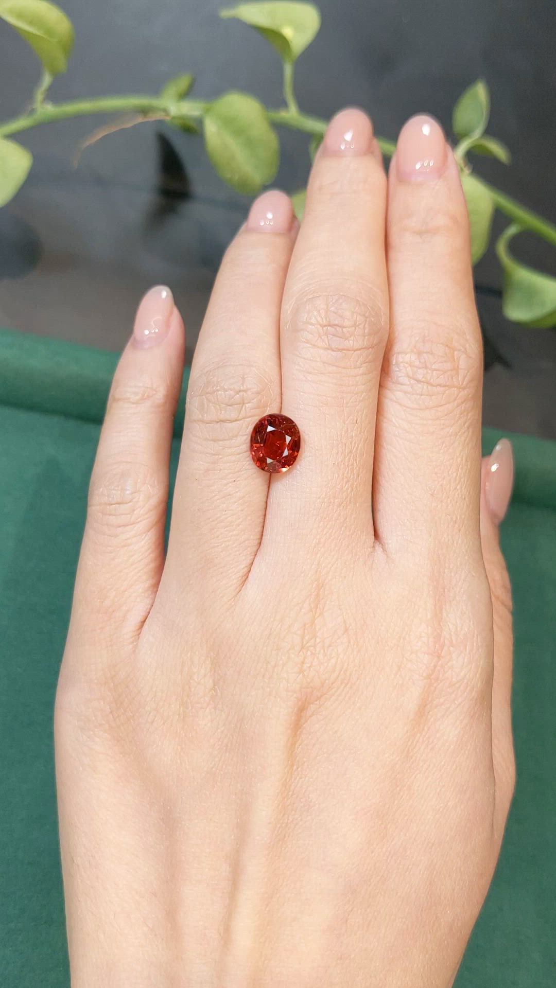 3.06 Ct. Reddish Orange Spessartite Garnet from Tanzania Size Video