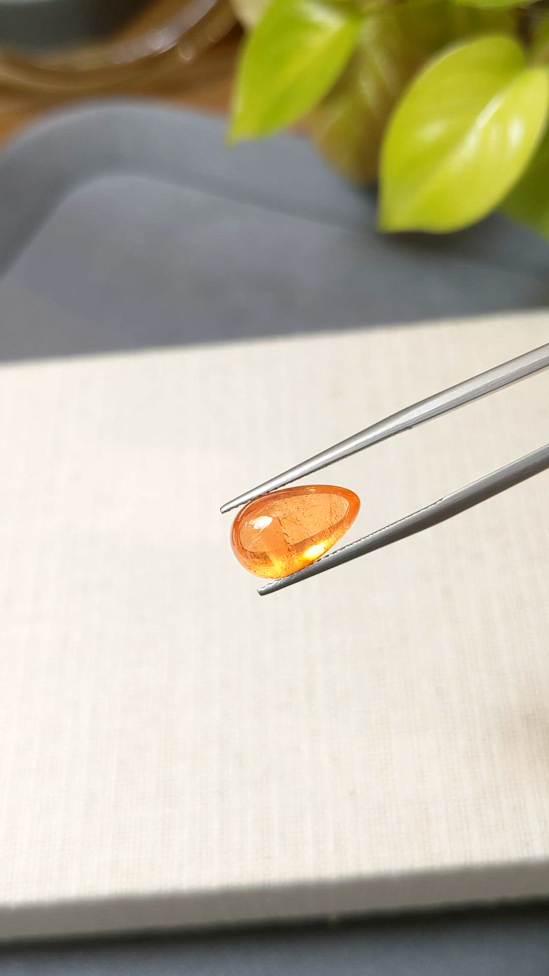 6.43 Ct. Orange Cabochon Spessartite Garnet from Tanzania Size Video