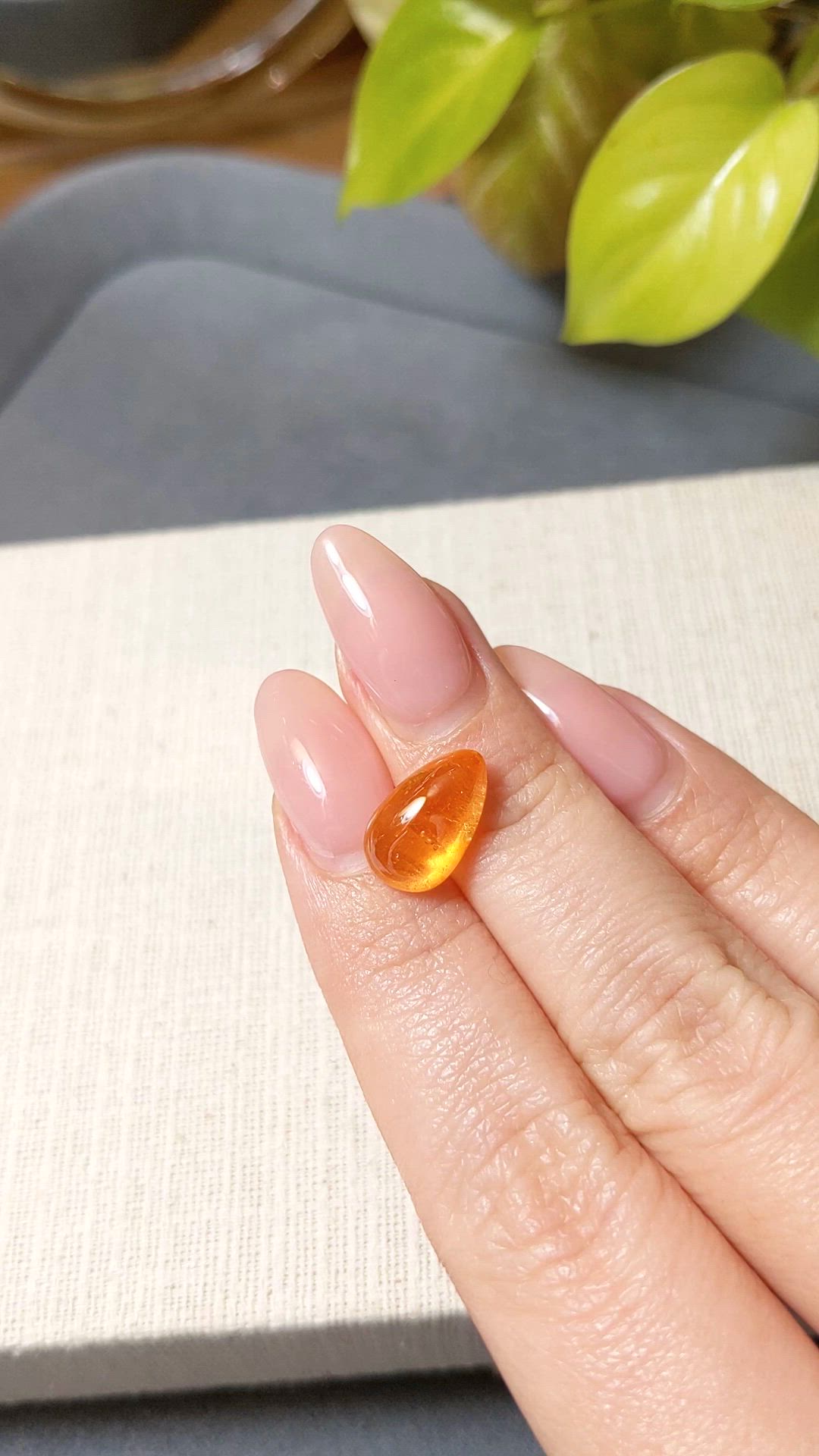 6.43 Ct. Orange Cabochon Spessartite Garnet from Tanzania Size Video