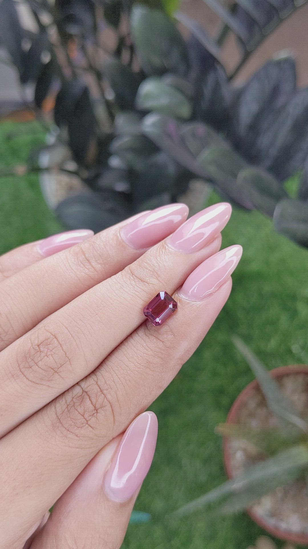 1.63 Ct. Purplish Pink Garnet from Tanzania Size Video