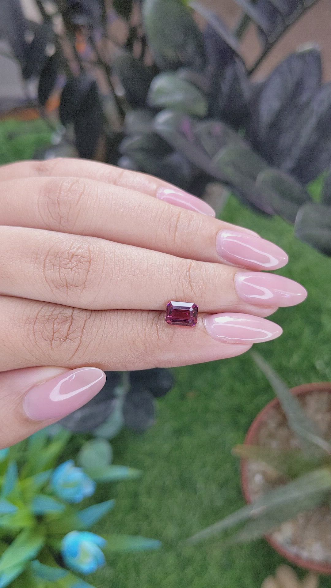1.63 Ct. Purplish Pink Garnet from Tanzania Size Video