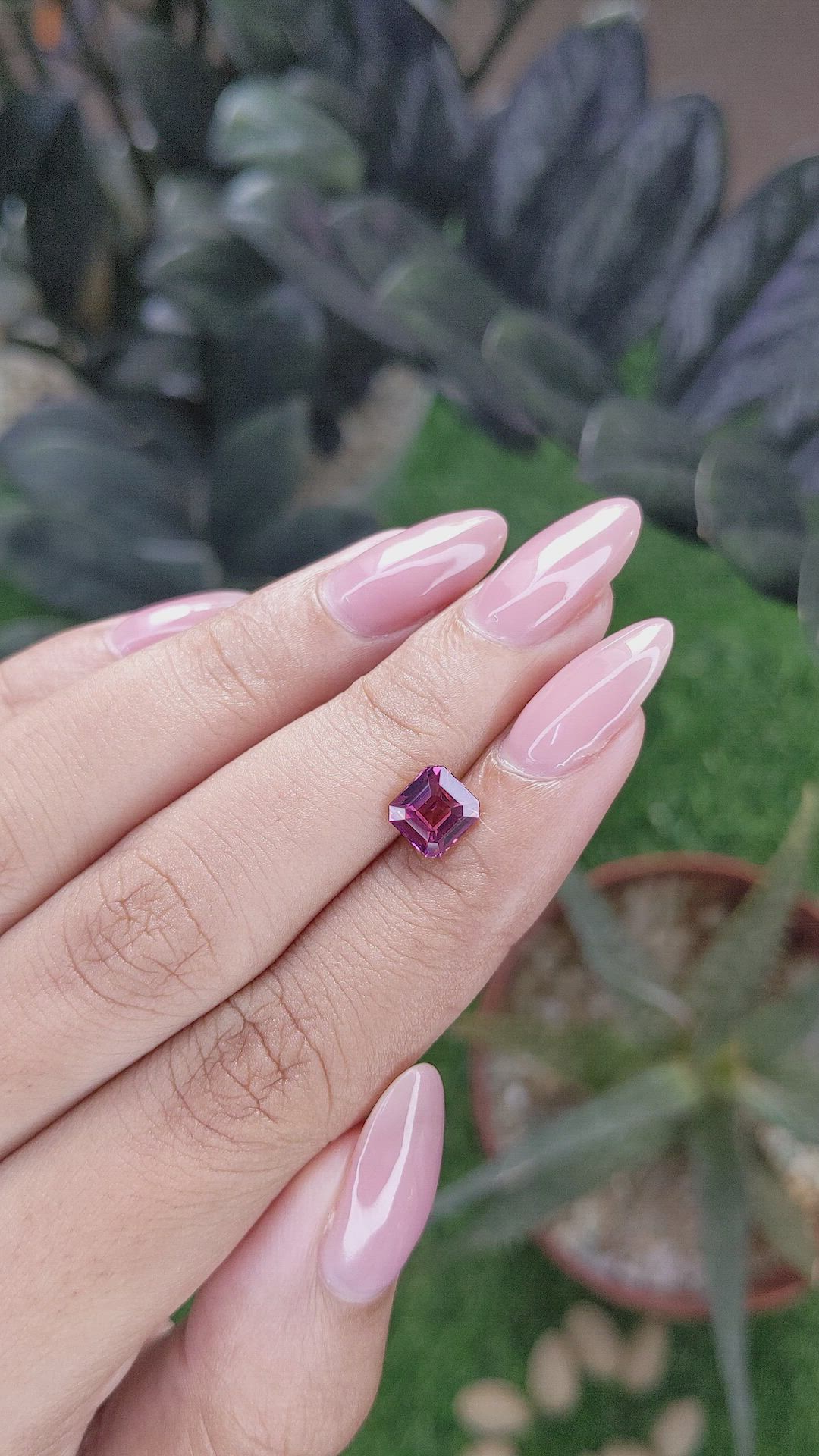 1.47 Ct. Purplish Pink Garnet from Tanzania Size Video
